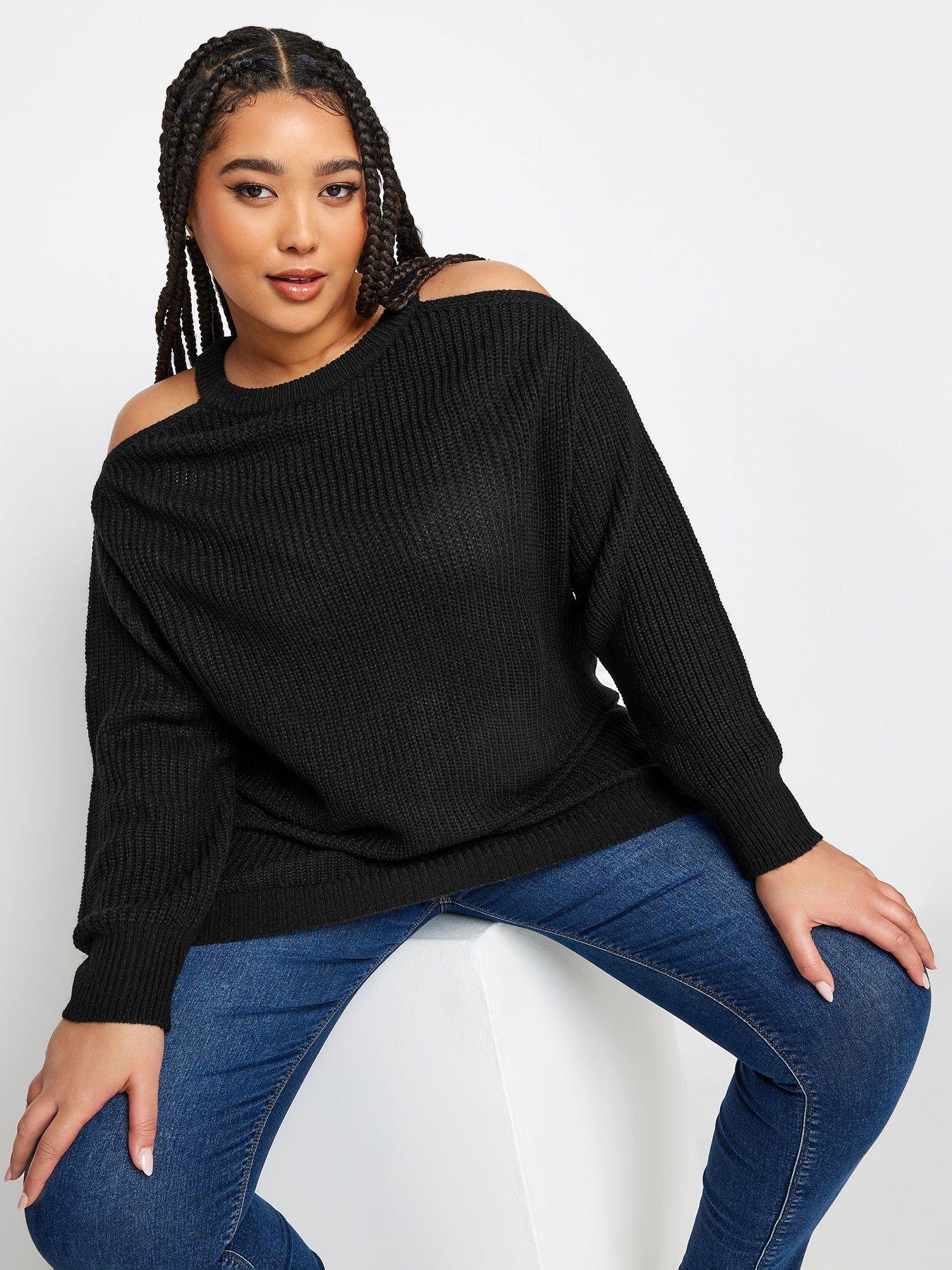 yours-curve-cold-shoulder-jumper-black