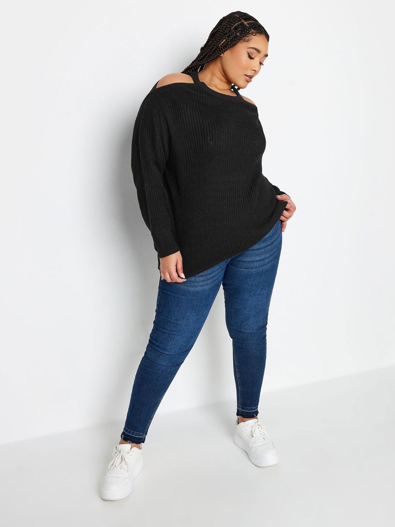 yours-curve-cold-shoulder-jumper-blackback