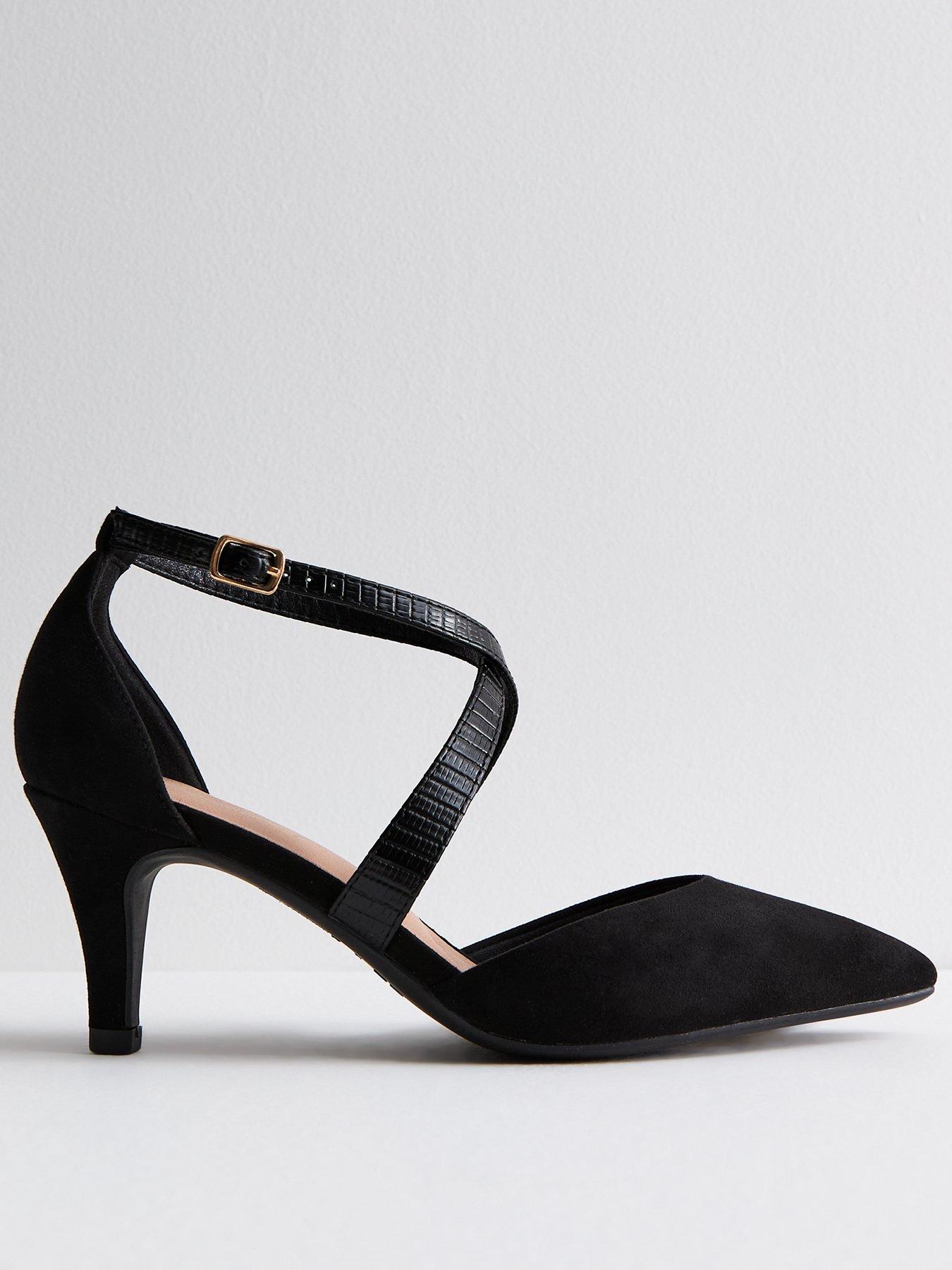 Wide Fit Black Satin Strappy Stiletto Heel Sandals | New Look