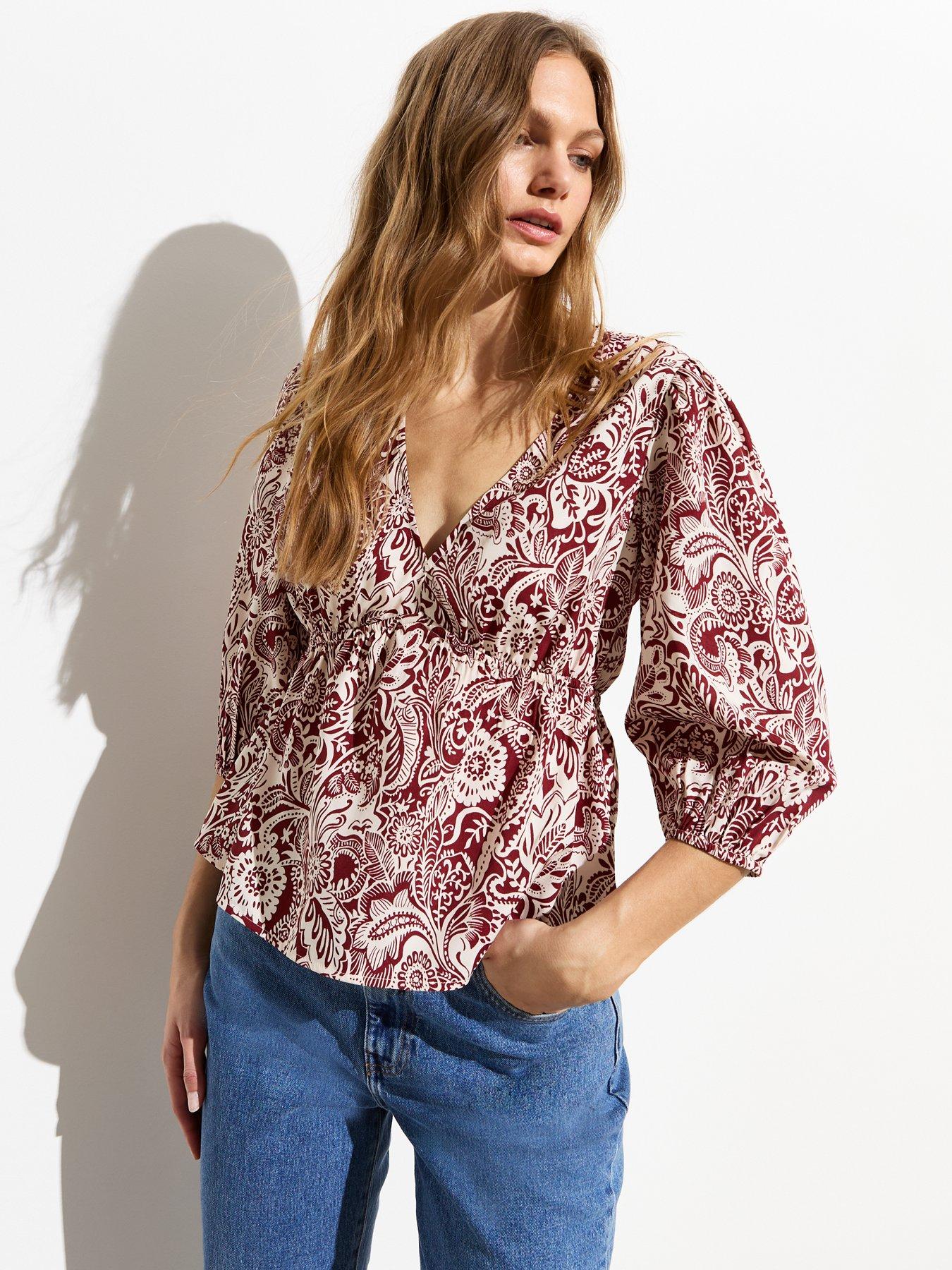 new-look-red-floral-puff-sleeve-top