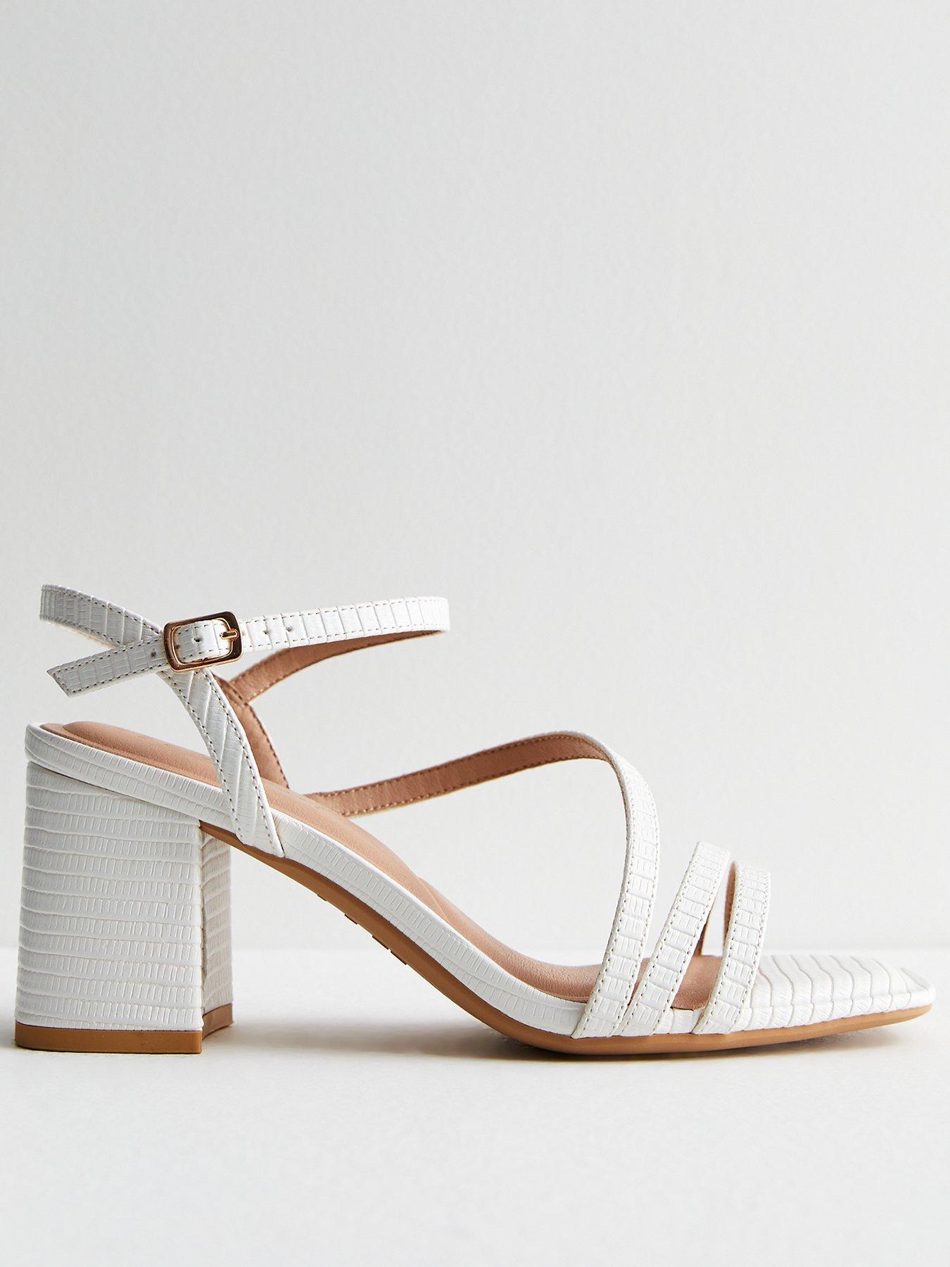 Ladies white block heel sandals uk hotsell