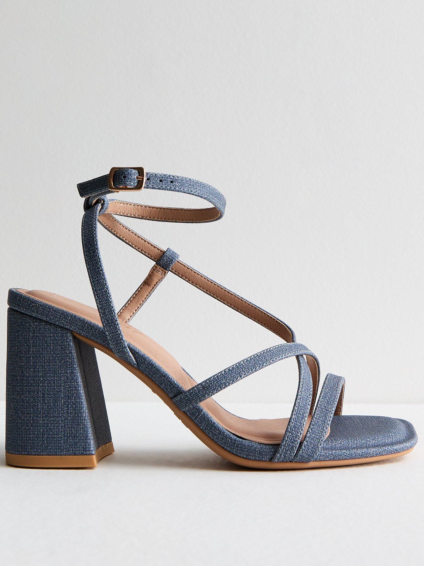 New Look Blue Denim Strappy Block Heel Sandals Very Ireland