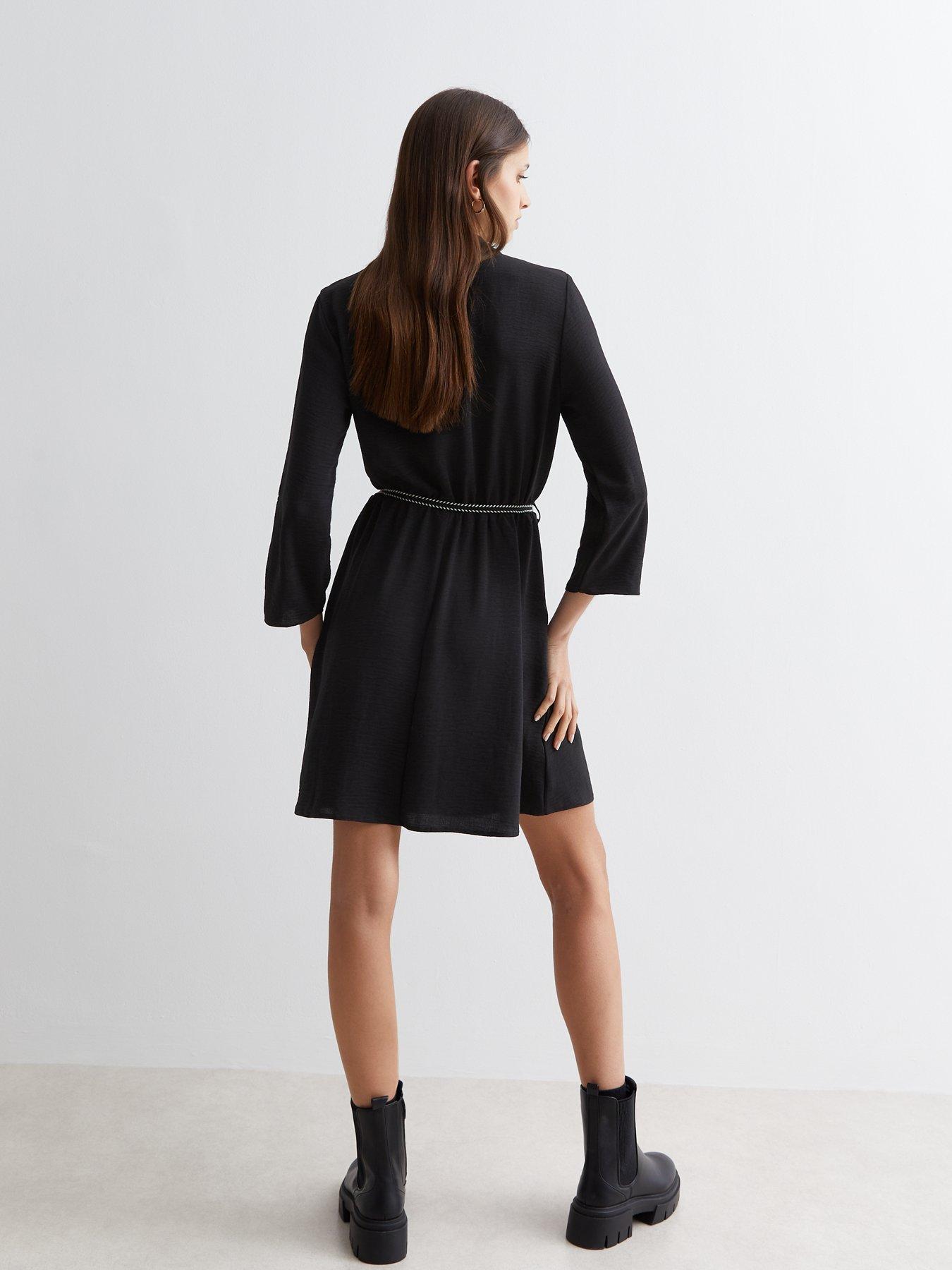 new-look-crinkle-rope-belt-mini-shirt-dress-blackstillFront