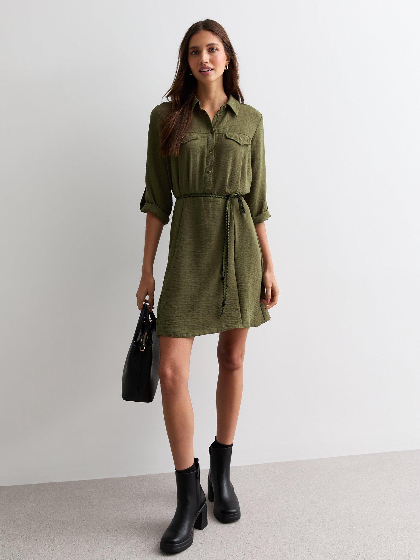 new-look-khaki-crinkle-rope-belt-mini-shirt-dressback