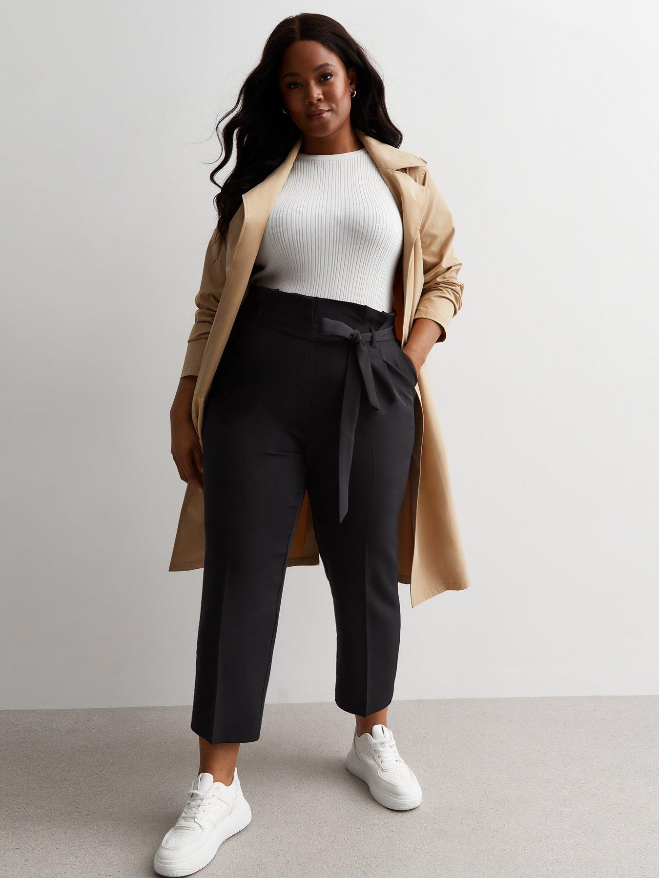 Khaki High Waist Paperbag Trousers