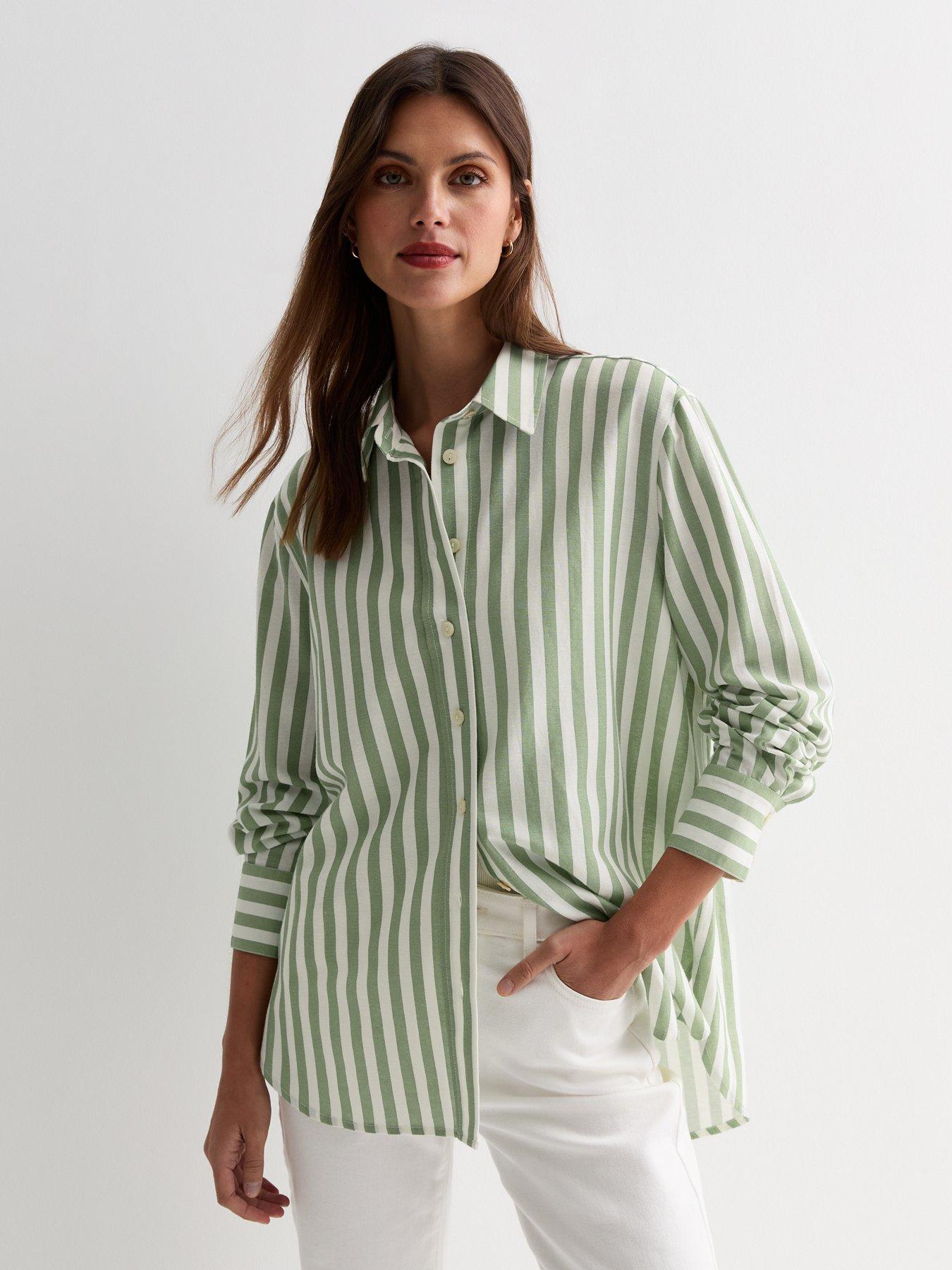 new-look-green-stripe-linen-look-long-sleeve-shirt