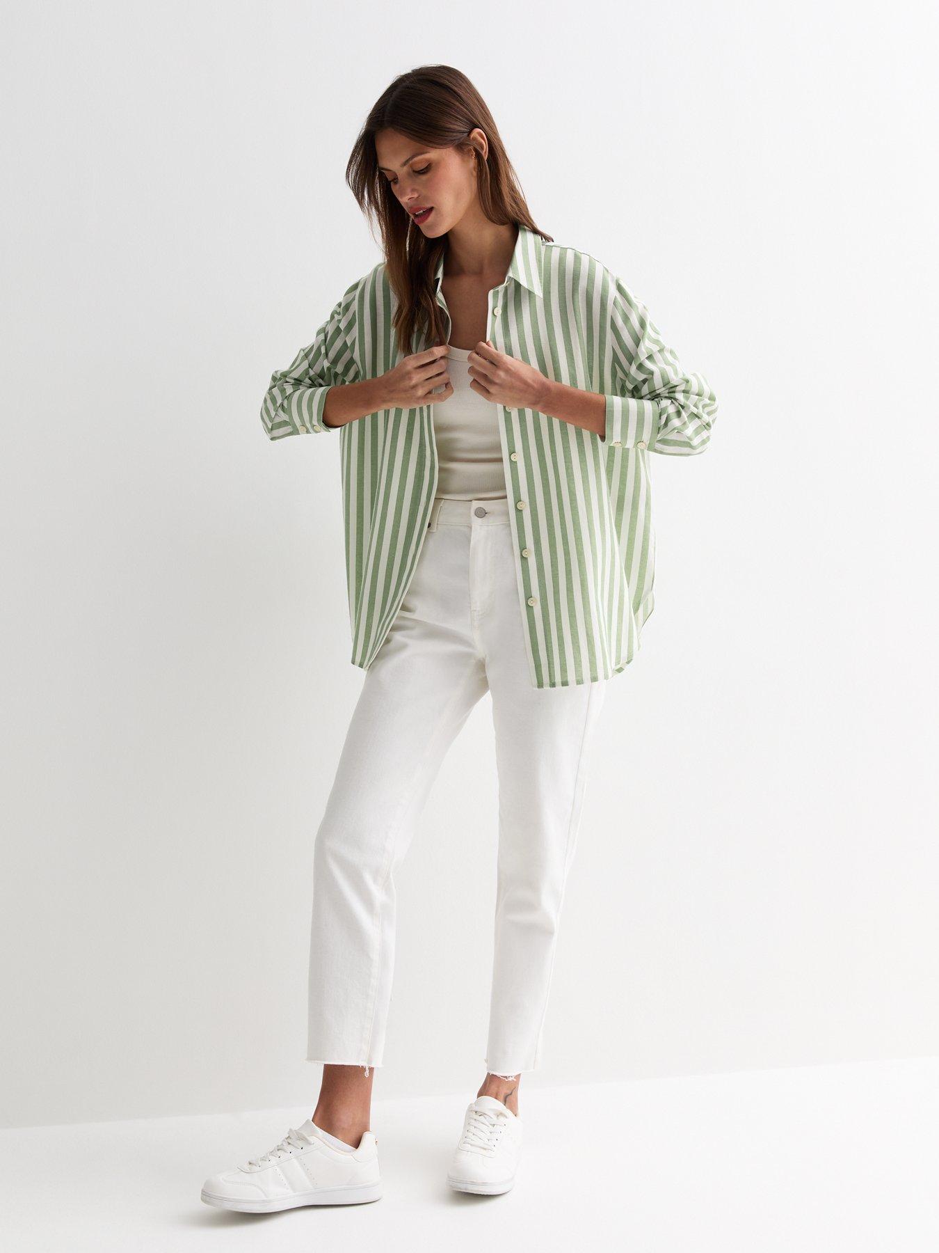 new-look-green-stripe-linen-look-long-sleeve-shirtback