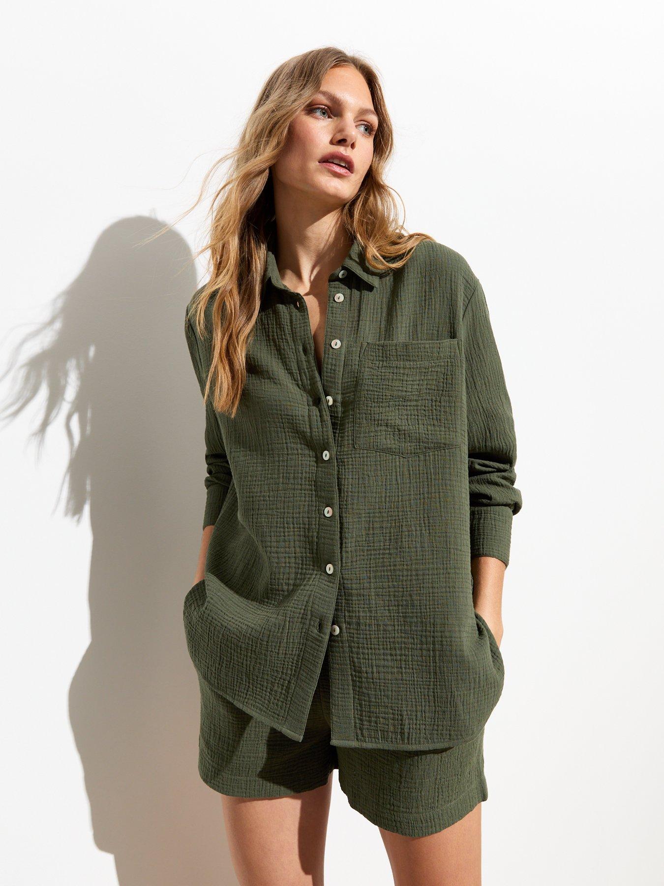 new-look-khaki-textured-long-sleeve-shirt