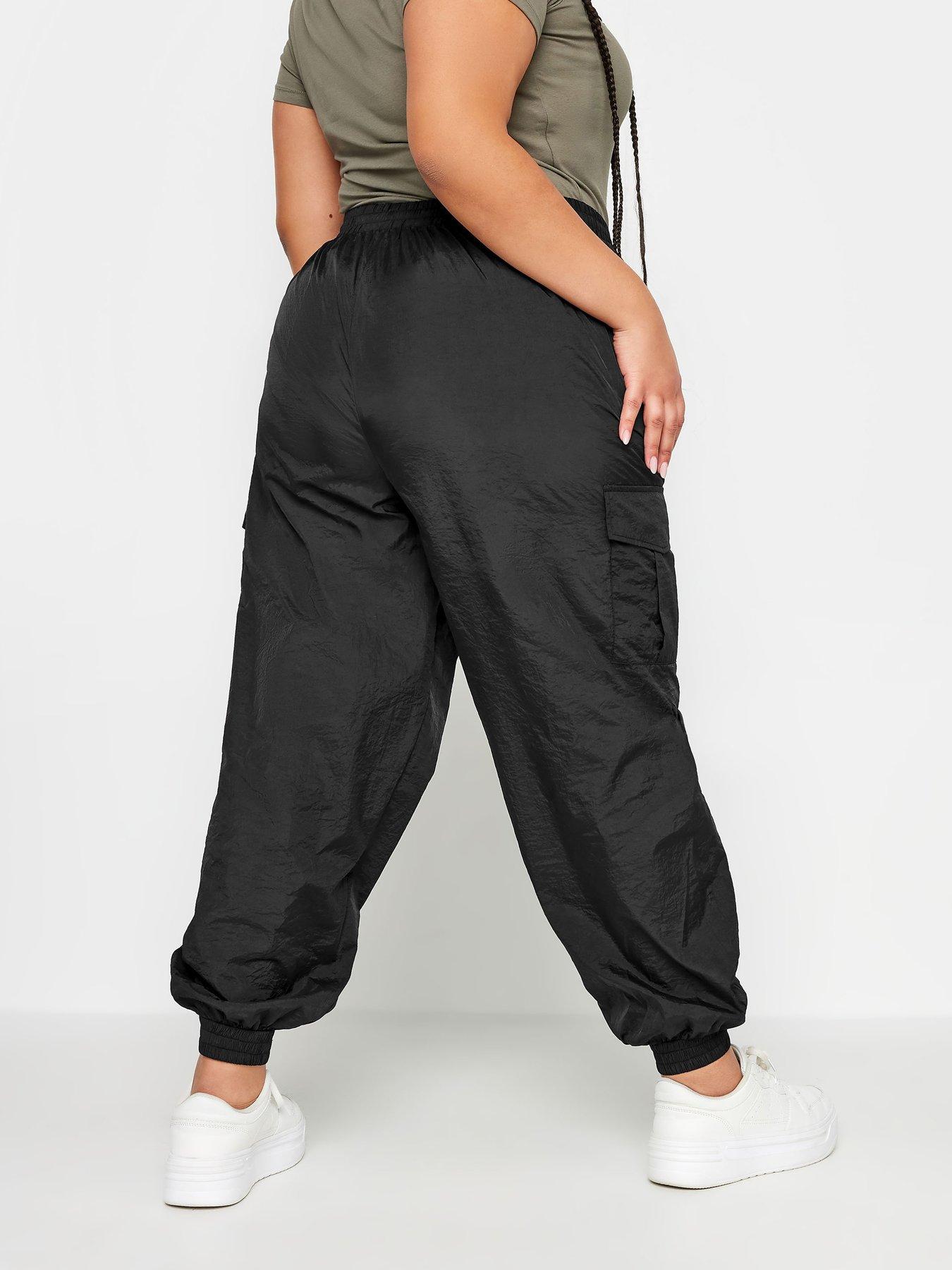 Image 2 of 4 of Yours Curve Cargo Parachute Trouser Black