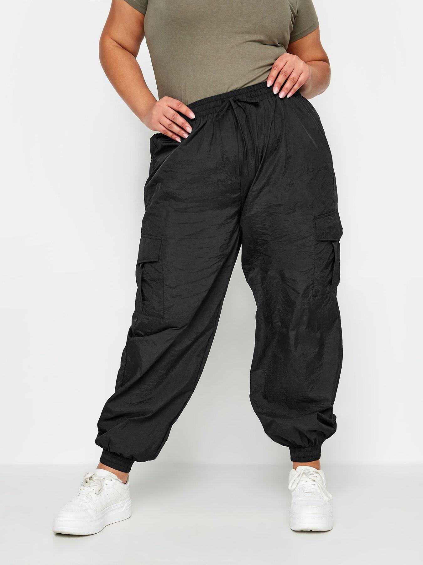 Image 3 of 4 of Yours Curve Cargo Parachute Trouser Black