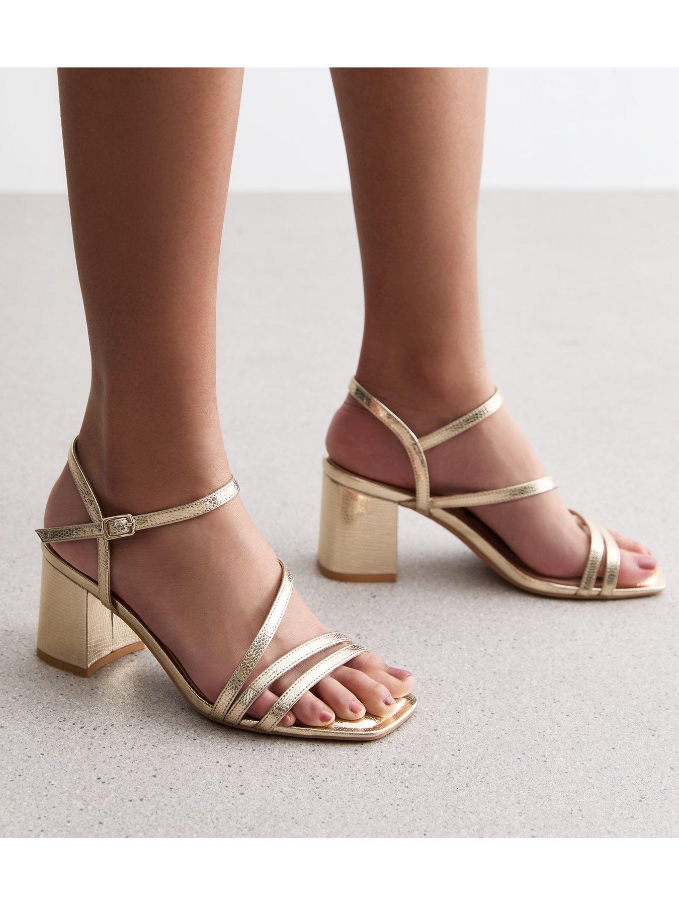 Wide Fit Cream Sandals Block Heel Buy Boohoo Wide Fit Mid Block