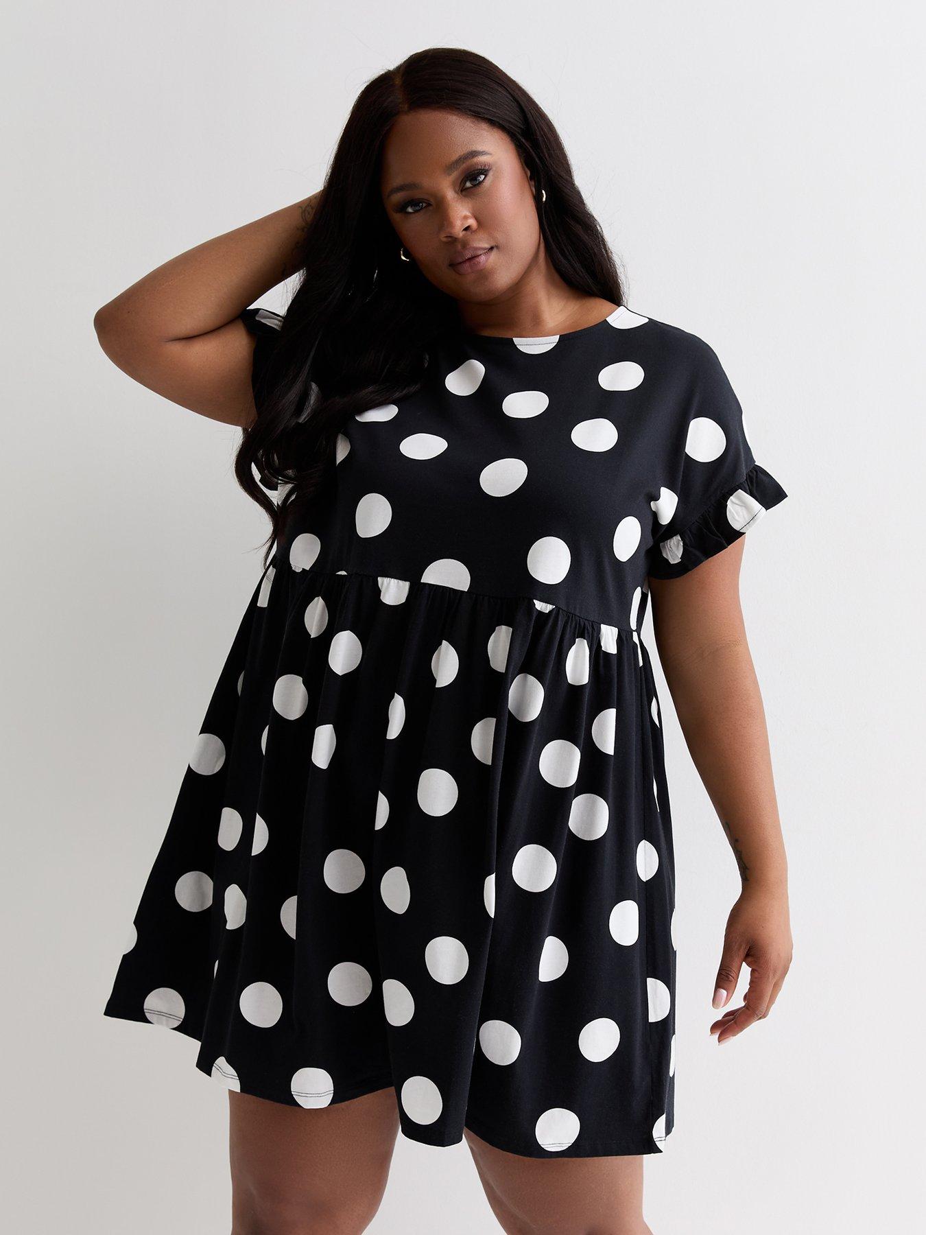 New look white dress with black spots hotsell