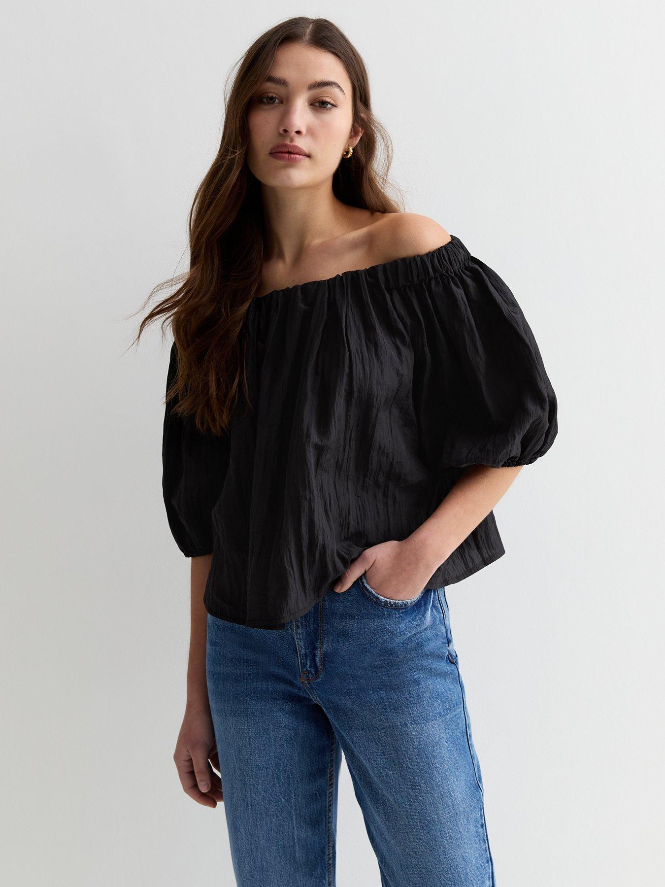 new-look-bardot-puff-sleeve-top-black