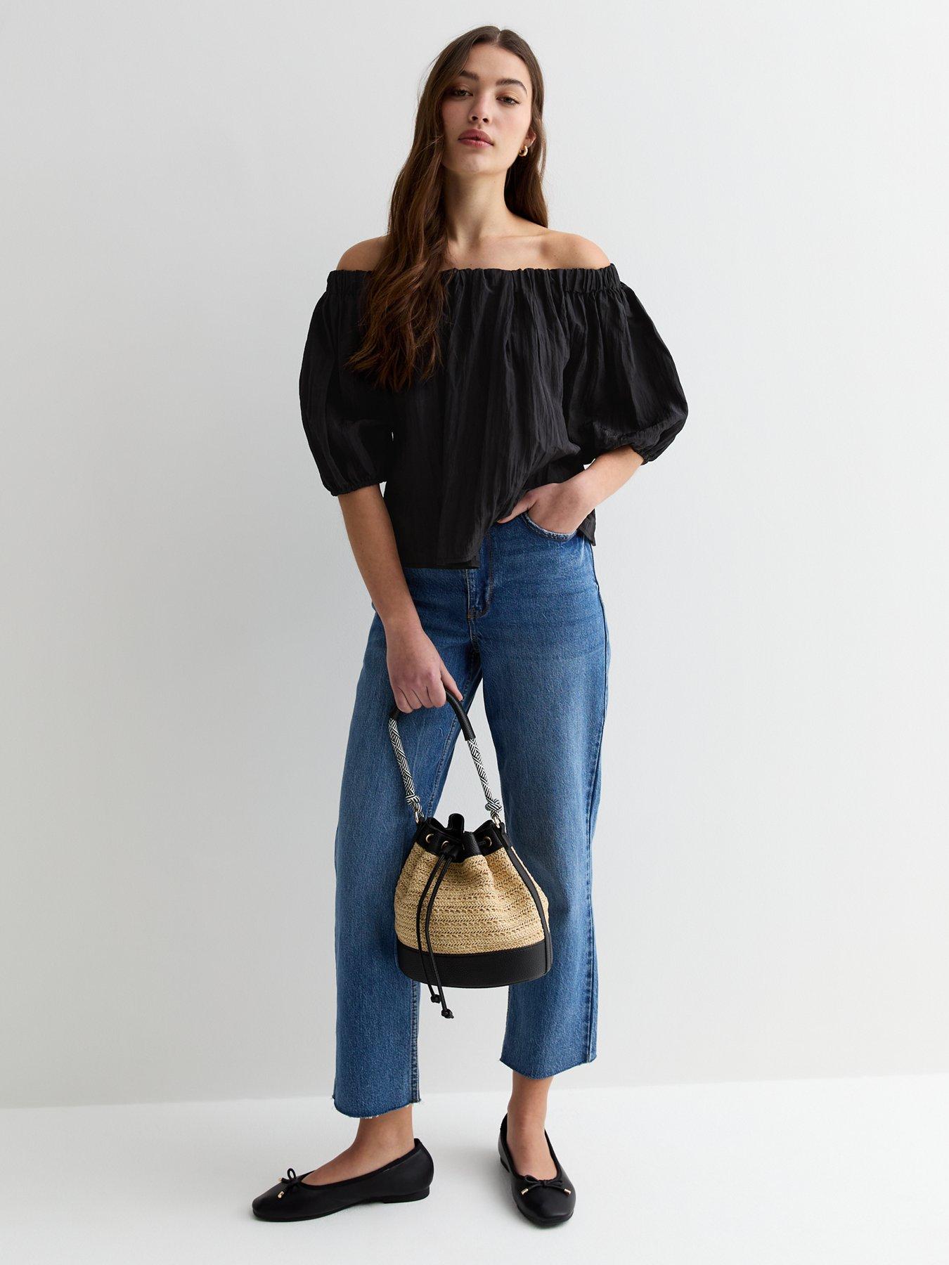 new-look-bardot-puff-sleeve-top-blackback