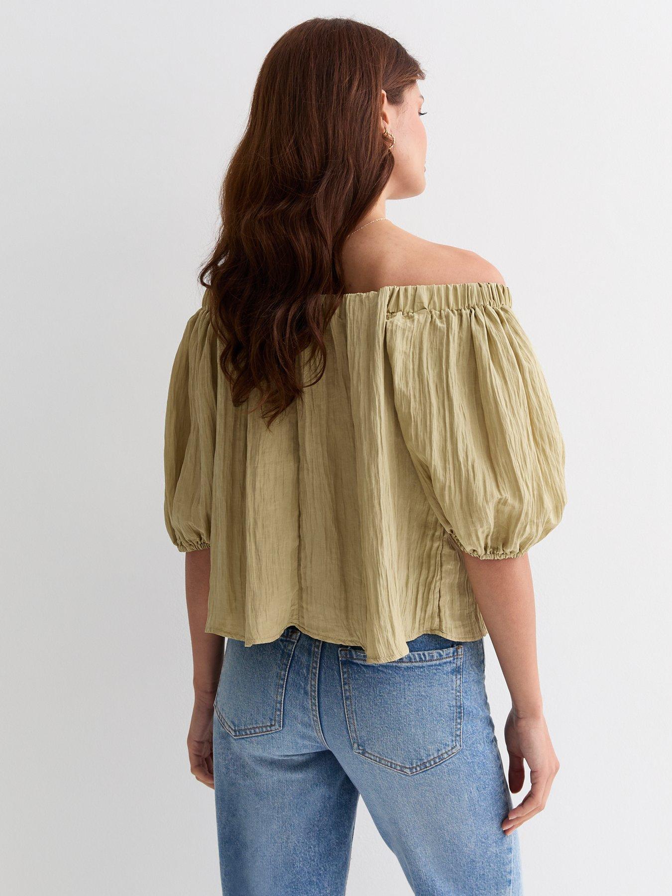 new-look-olive-bardot-puff-sleeve-topstillFront