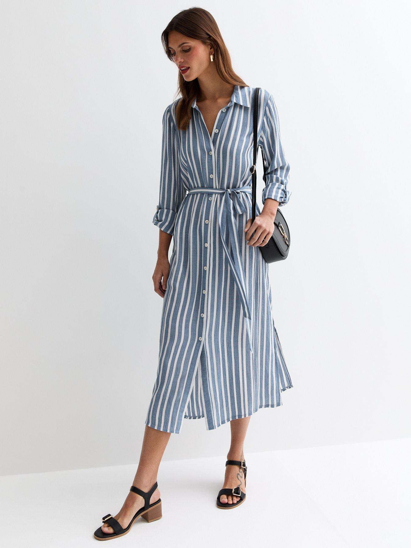 new-look-blue-stripe-belted-midi-shirt-dressback