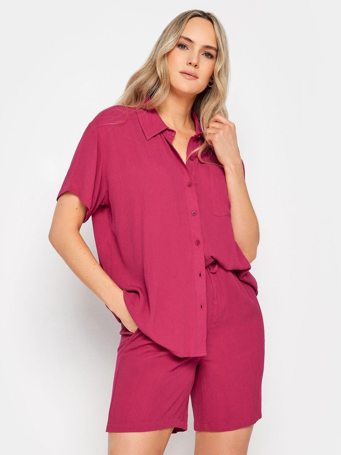 long-tall-sally-tall-pink-crinkle-shirt-coordfront