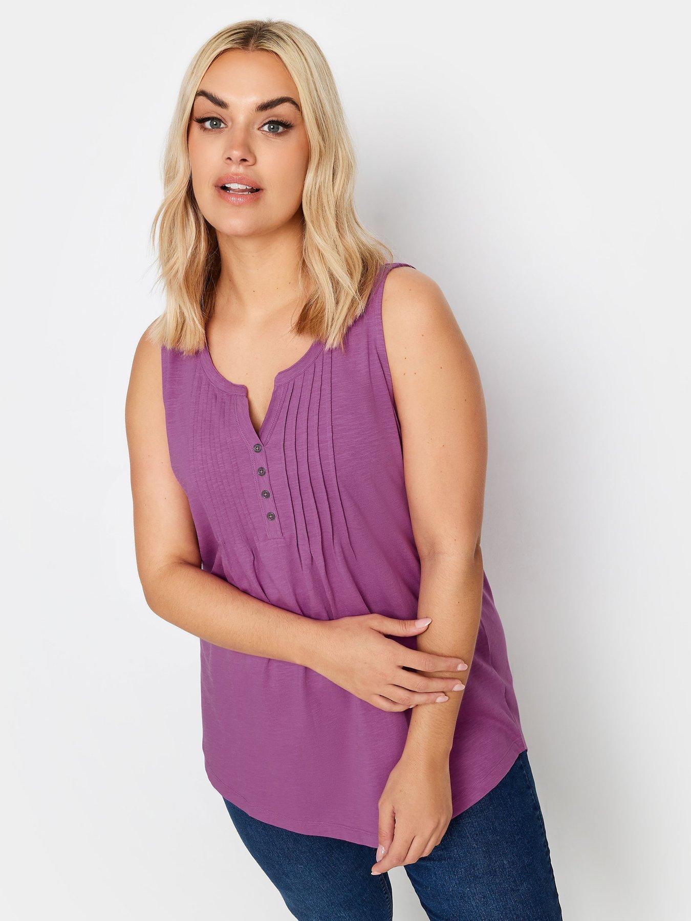 yours-curve-sleeveless-pintuck-henley-orchid