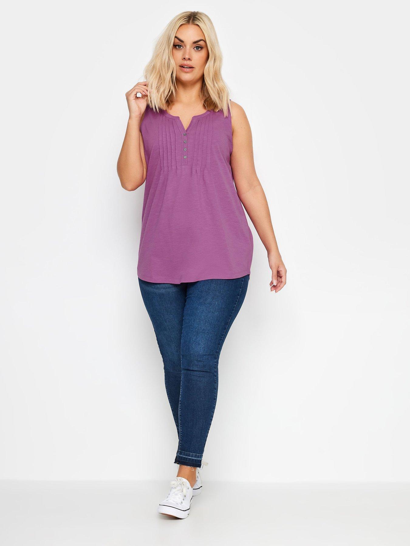 yours-curve-sleeveless-pintuck-henley-orchidback