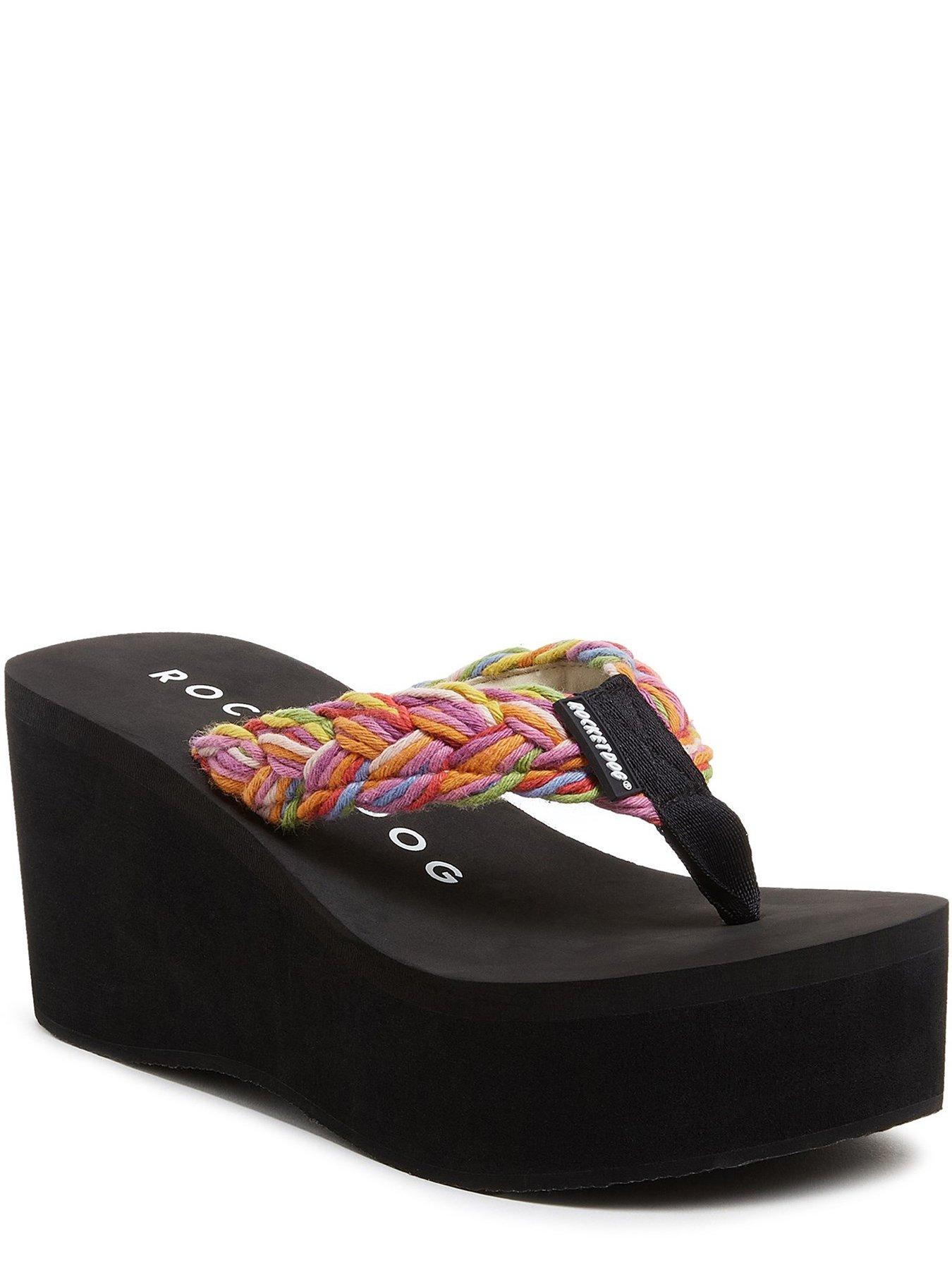 rocket-dog-crush-toe-post-wedged-sandals-rainbow-blackstillFront