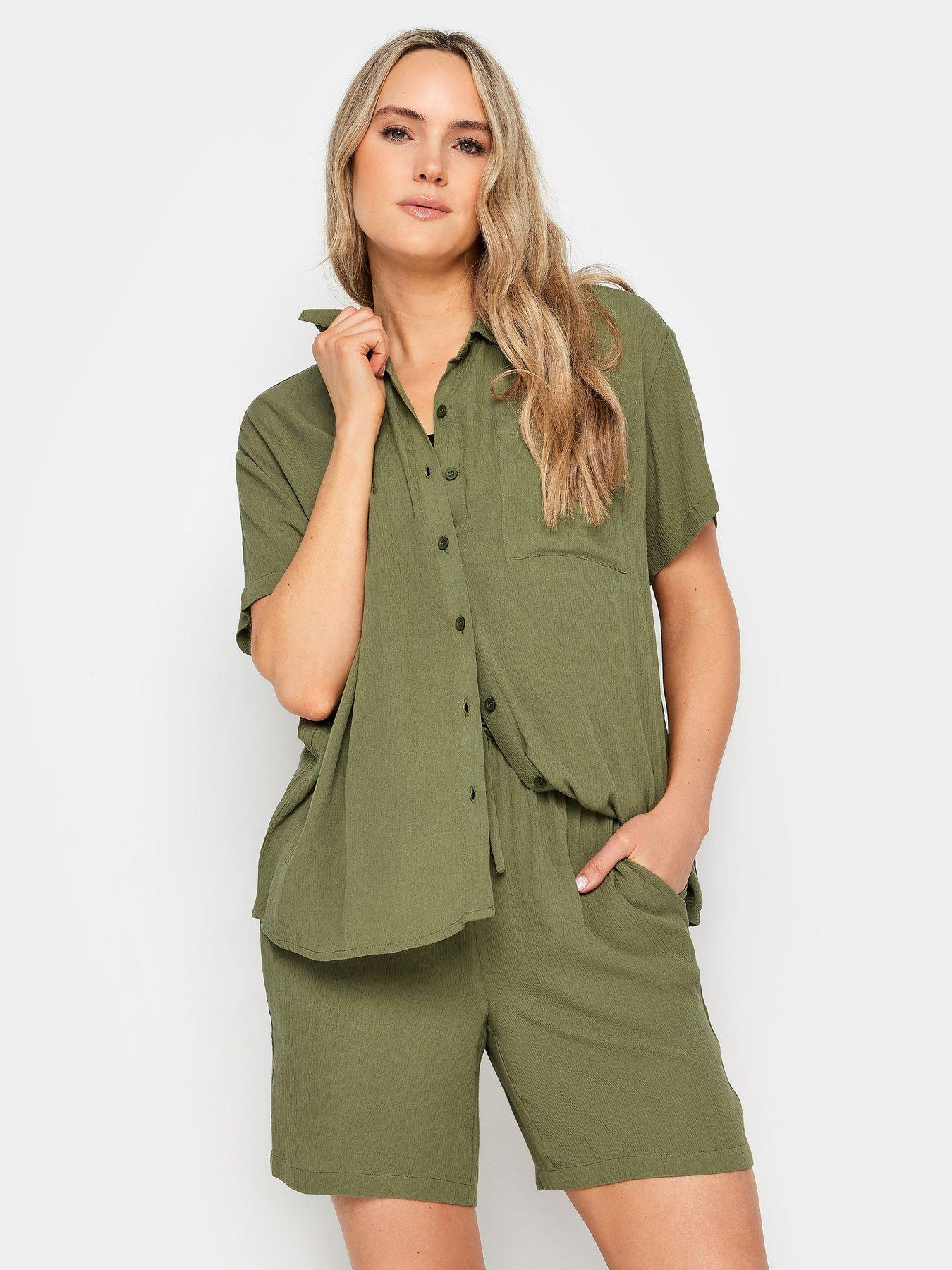 long-tall-sally-tall-olive-crinkle-shirt-coord