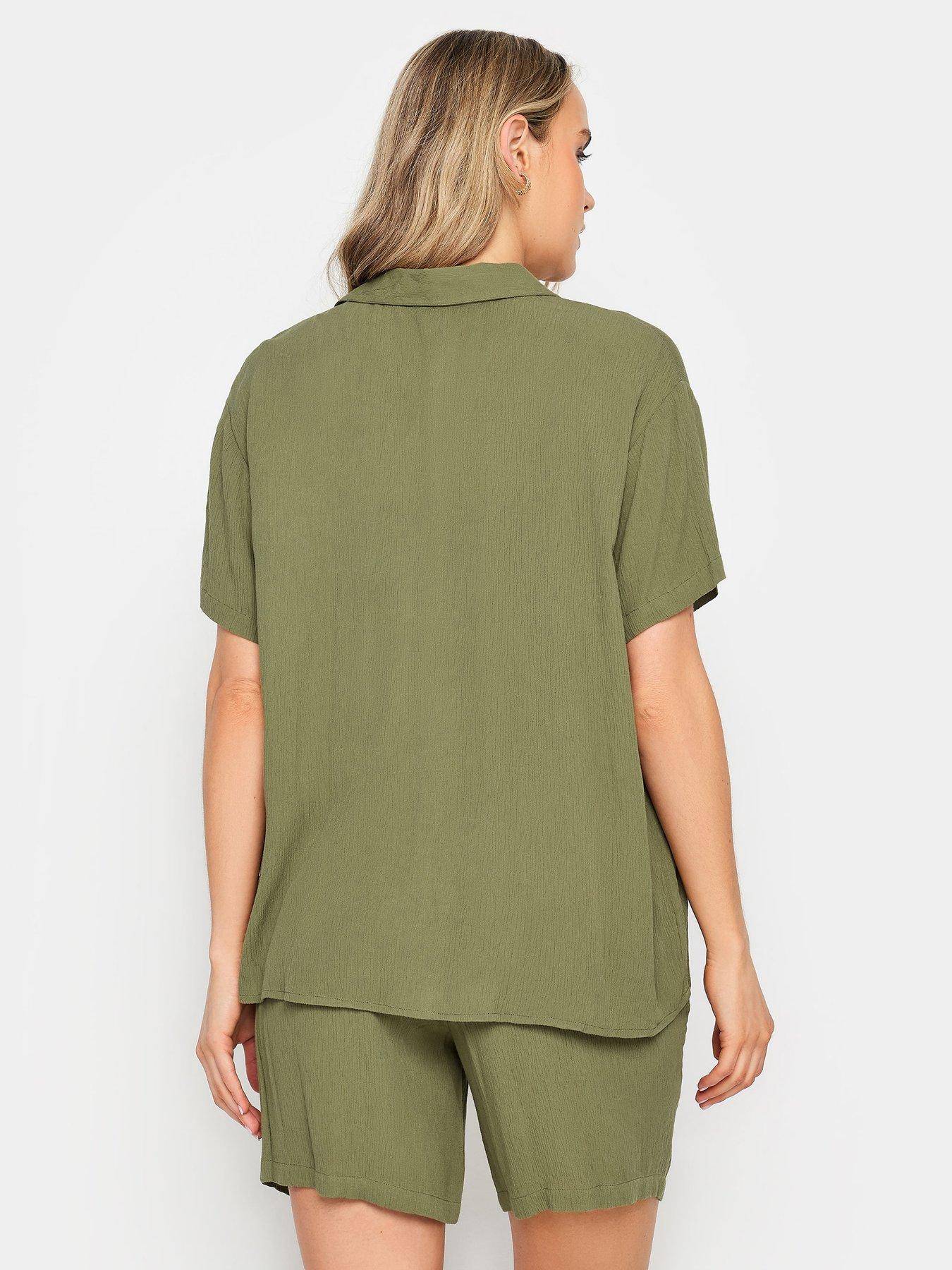 long-tall-sally-tall-olive-crinkle-shirt-coordstillFront