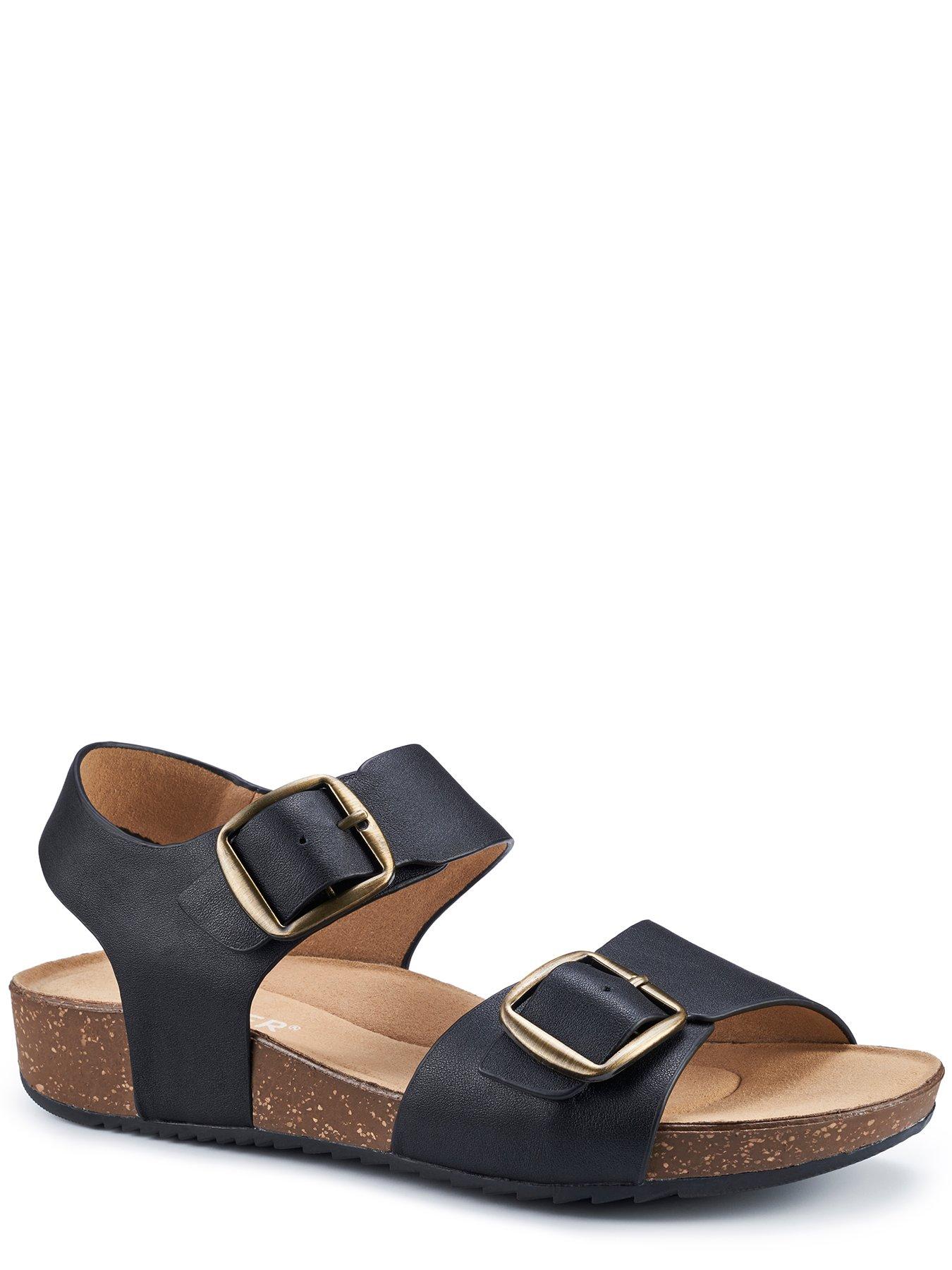 hotter-sandals-leather-wide-tourist-ii-wide-black-lestillFront