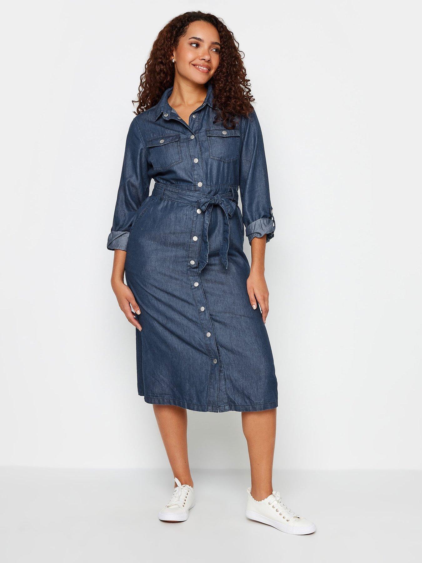 mco-shirt-knee-length-denim-dress-blueback