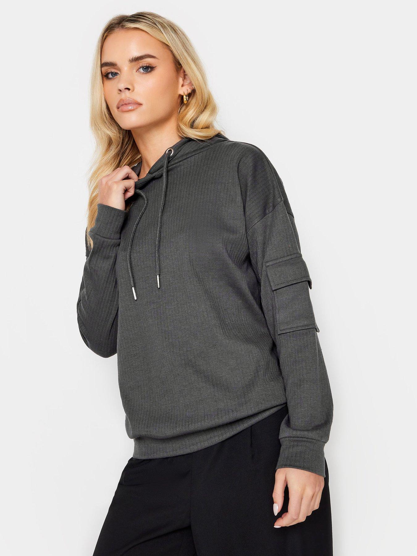 Image 1 of 4 of PixieGirl Petite Grey Rib Cargo Hoody