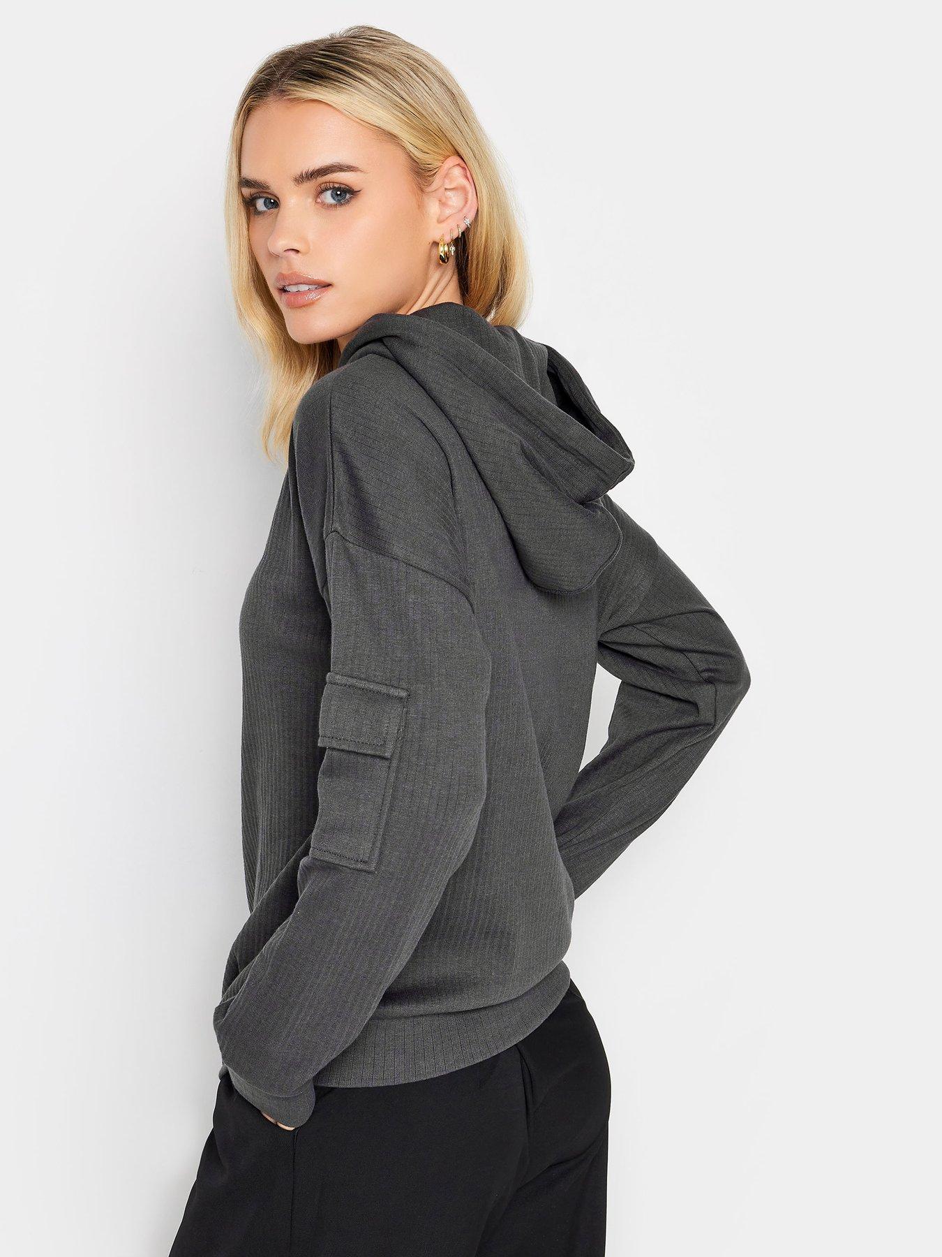 Image 2 of 4 of PixieGirl Petite Grey Rib Cargo Hoody