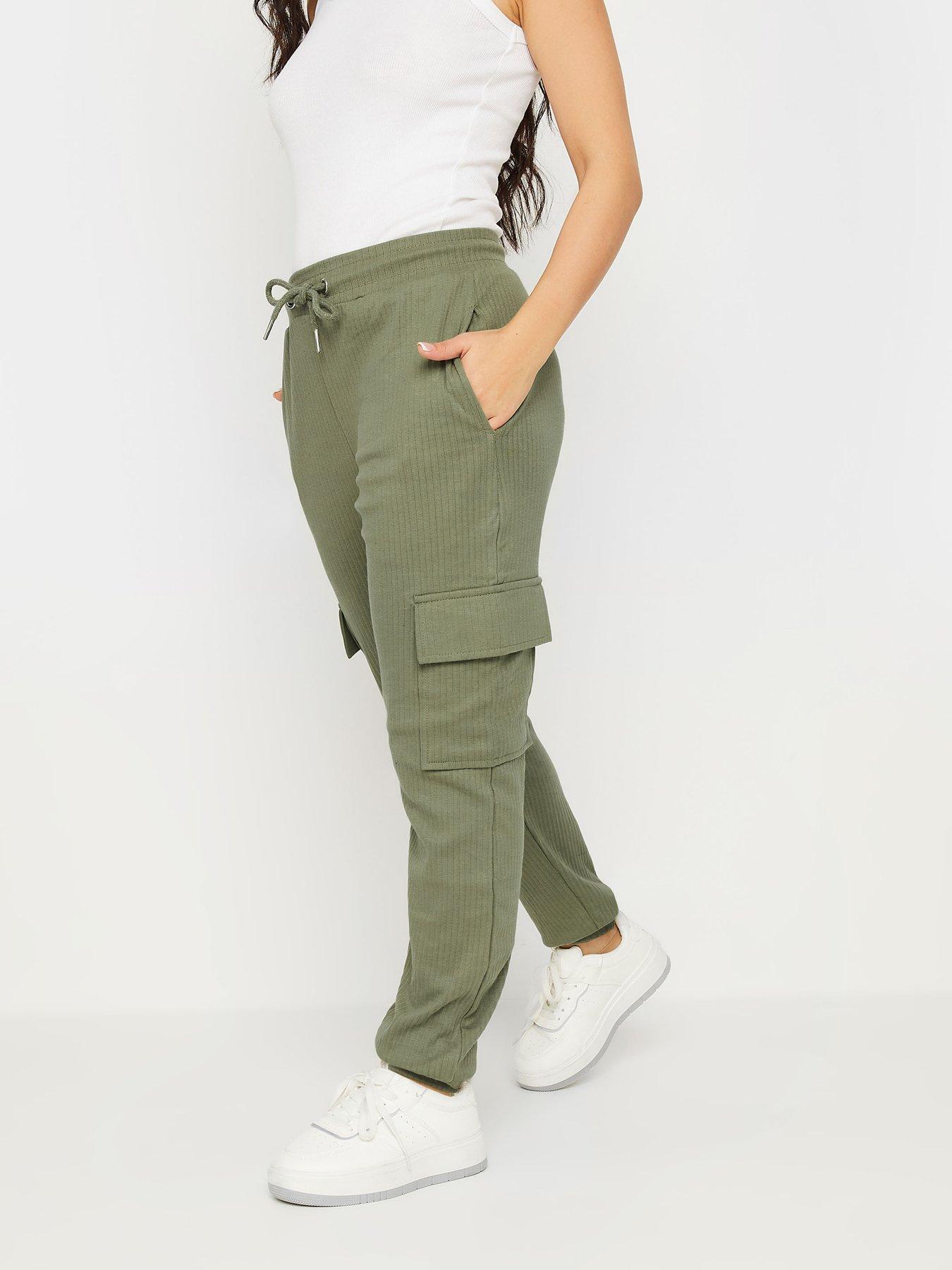 pixiegirl-petite-khaki-rib-cargo-jogger