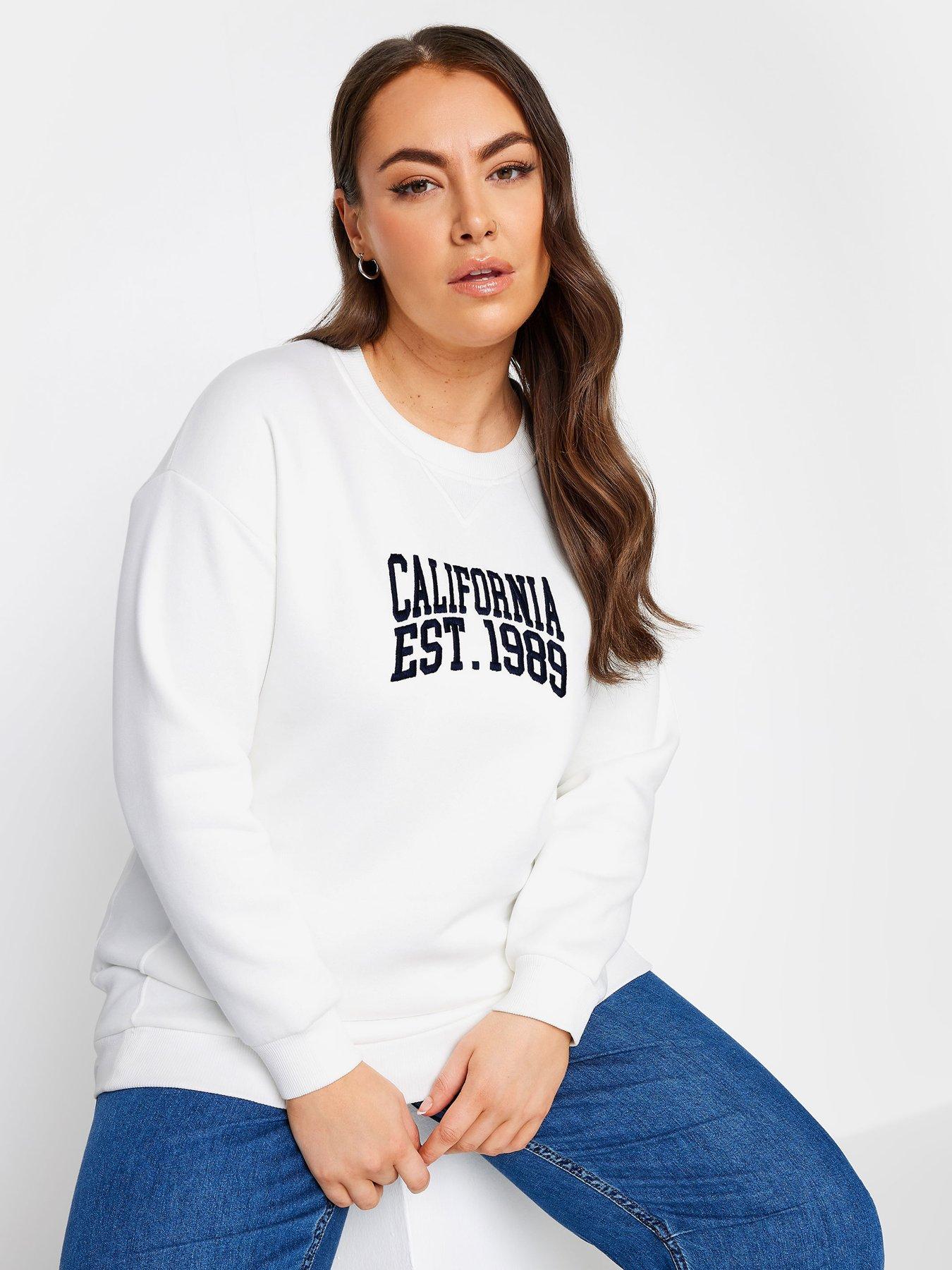 yours-curve-embellished-slogan-sweatshirt-white