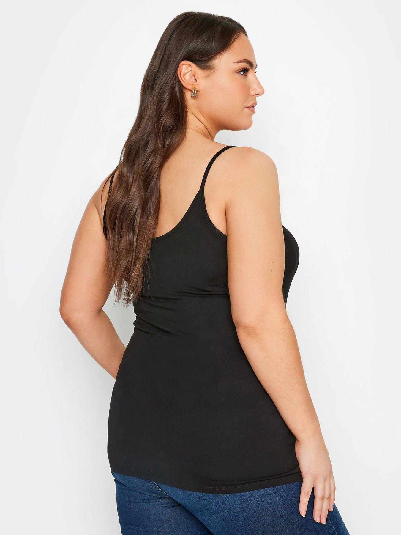 Image 2 of 4 of Yours Curve Lace Cami Plain 2 Pack