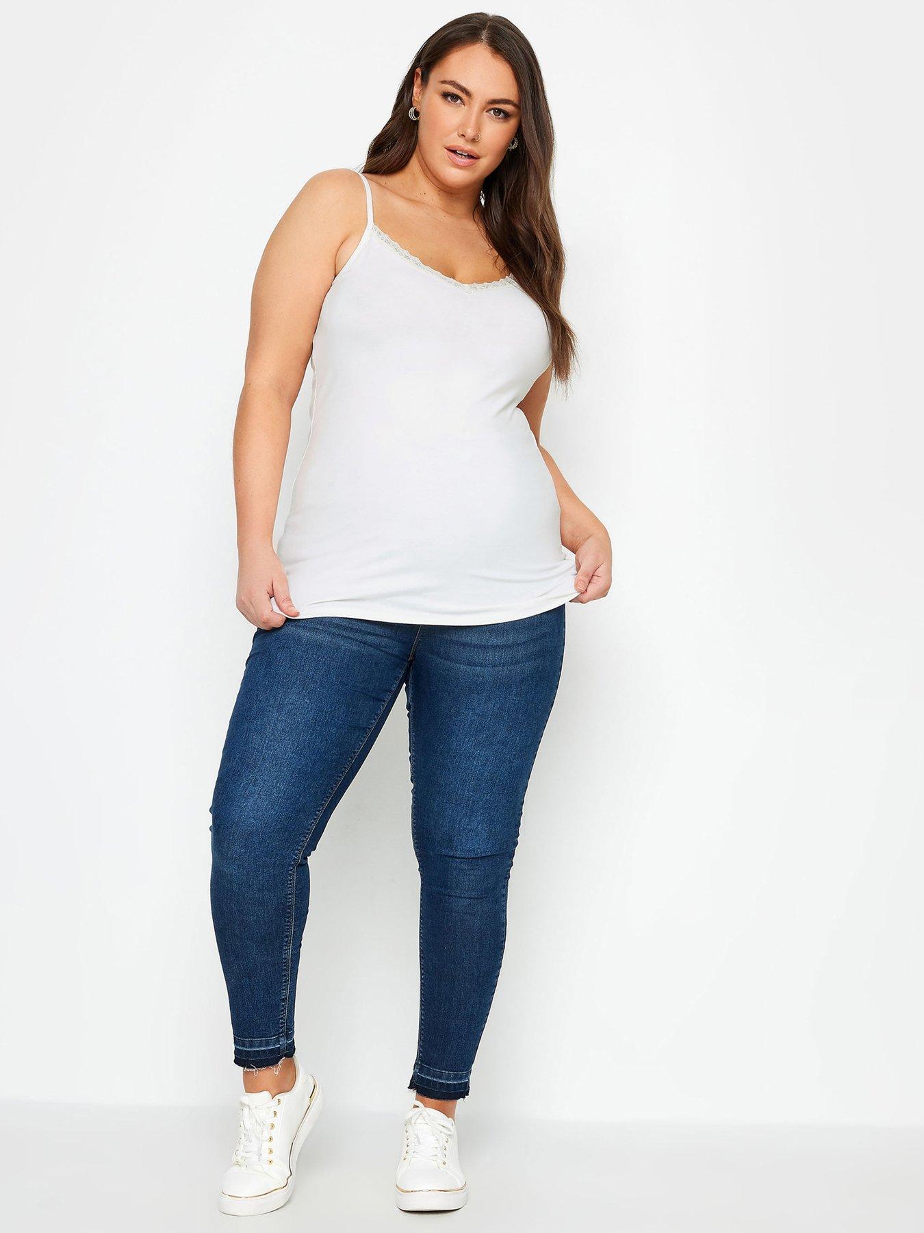 Image 4 of 4 of Yours Curve Lace Cami Plain 2 Pack