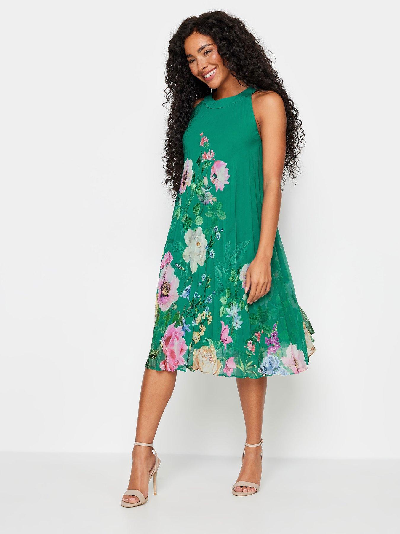 mco-petite-petite-green-floral-pleated-midi-dressback