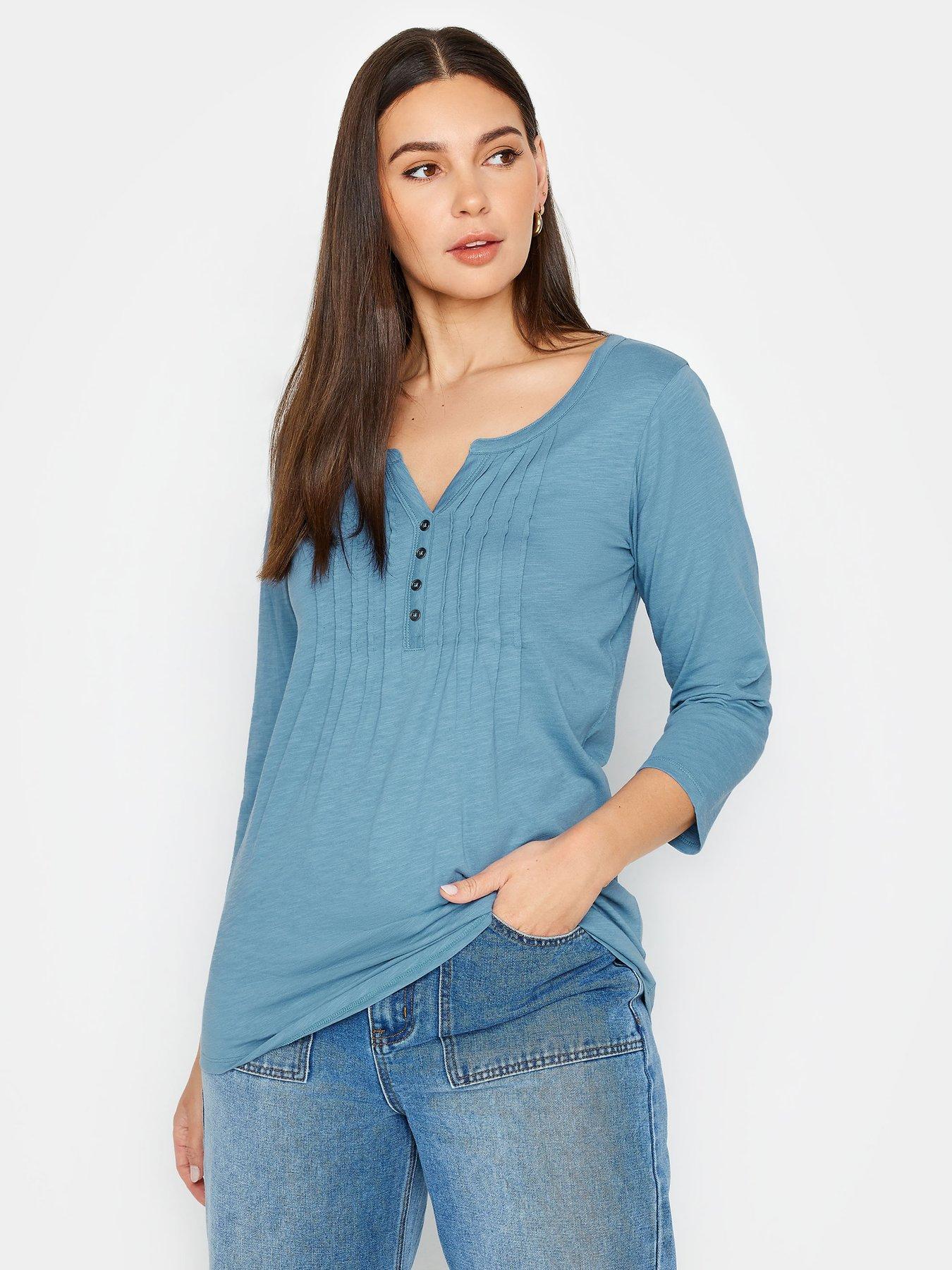 long-tall-sally-tall-mid-blue-34-sleeve-pintuck-henley