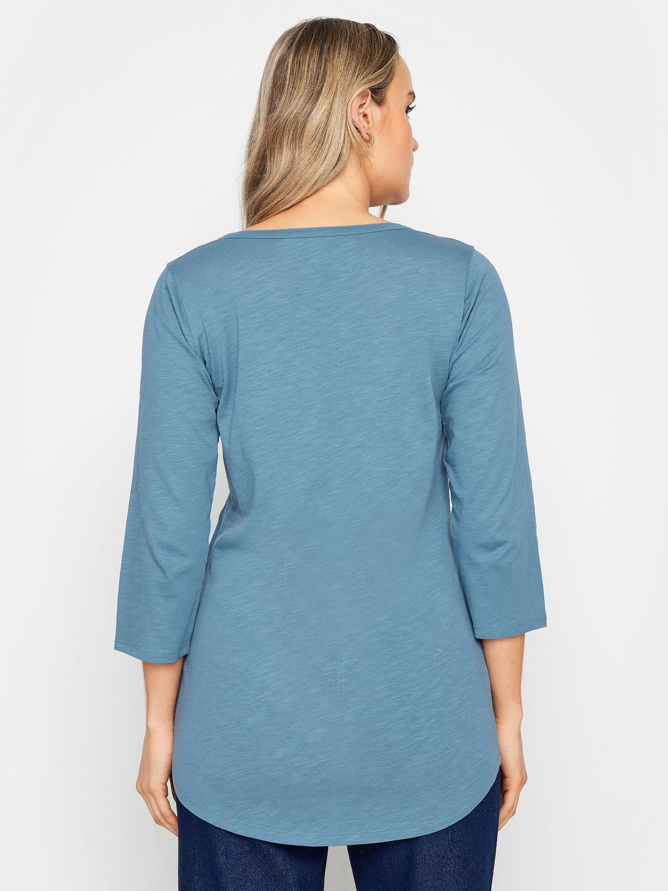 long-tall-sally-tall-2-pack-34-sleeve-pintuck-henley-blue-pinkstillFront