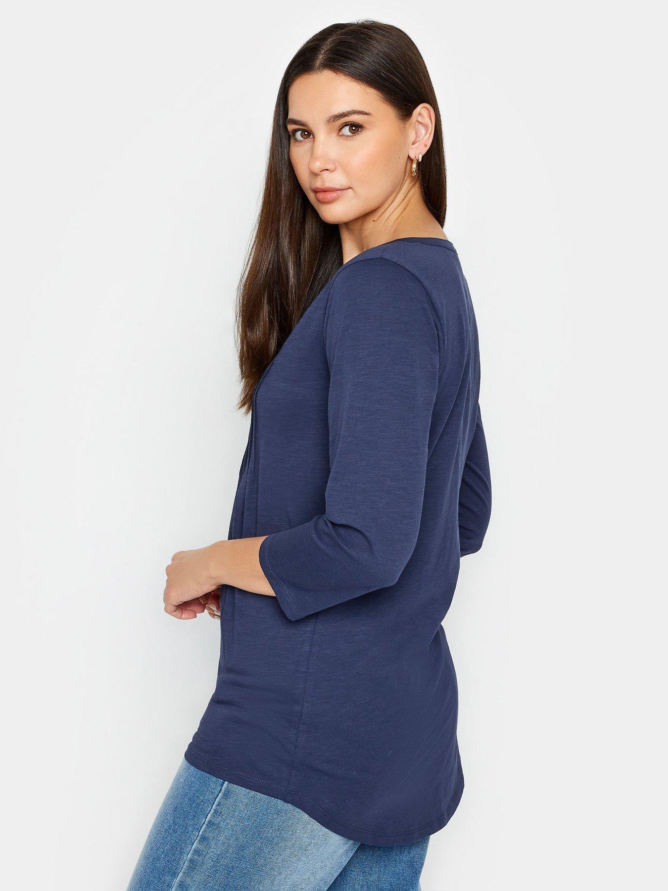 long-tall-sally-tall-2-pack-34-sleeve-pintuck-henley-navy-sagestillFront