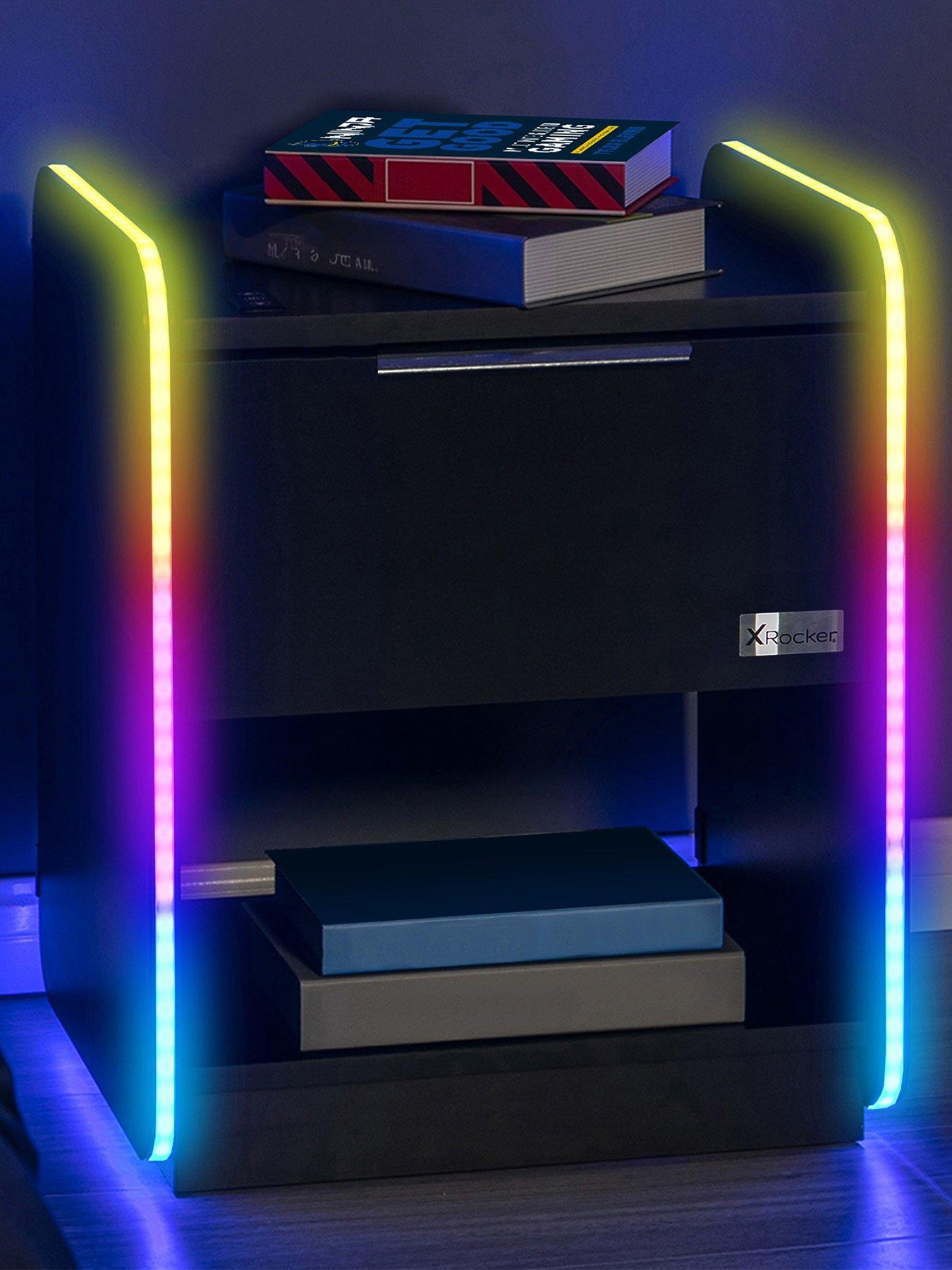 Image 1 of 7 of X Rocker Electra Bedside Table With Wireless Charging And Led Lights