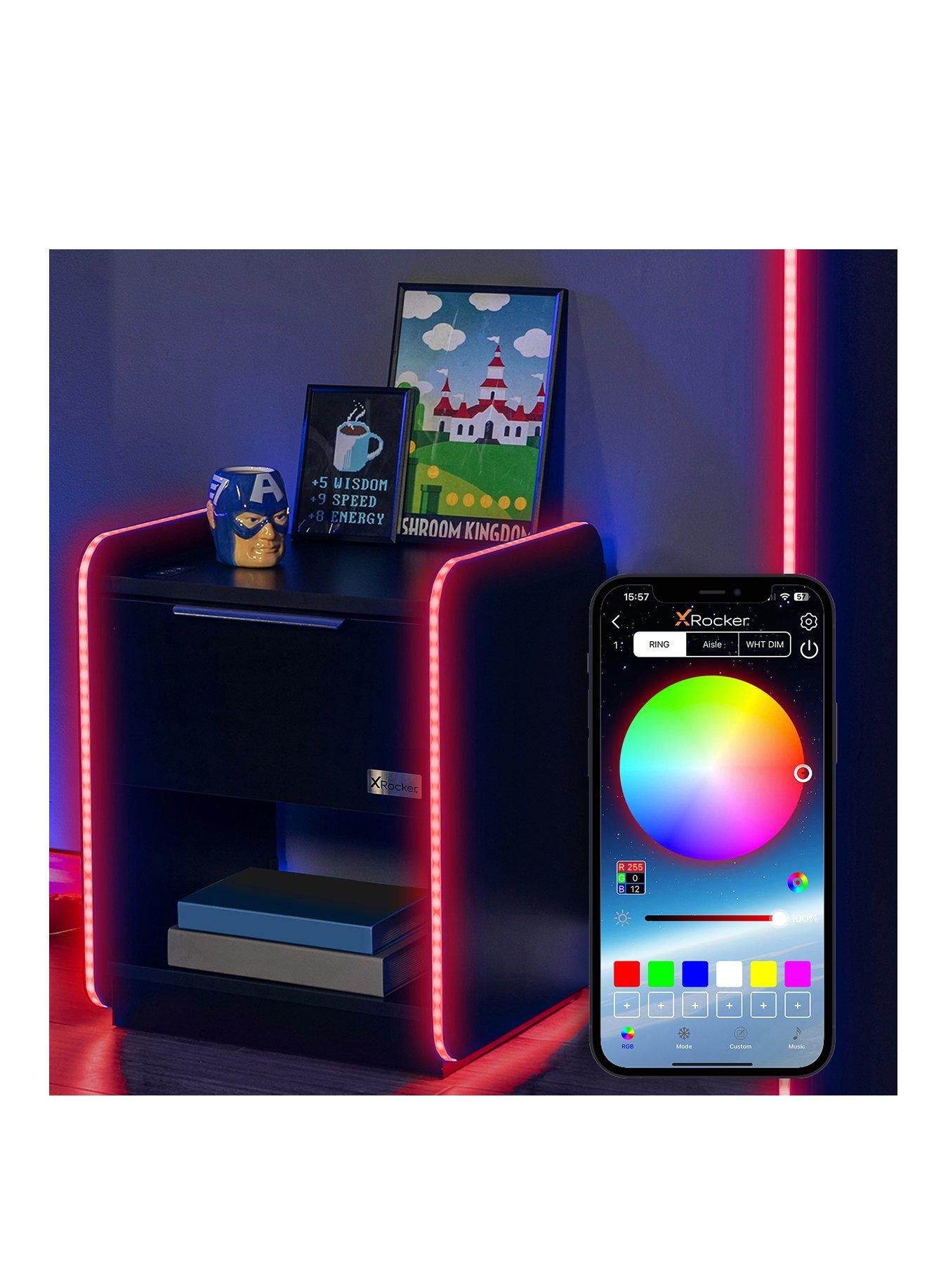 Image 2 of 7 of X Rocker Electra Bedside Table With Wireless Charging And Led Lights