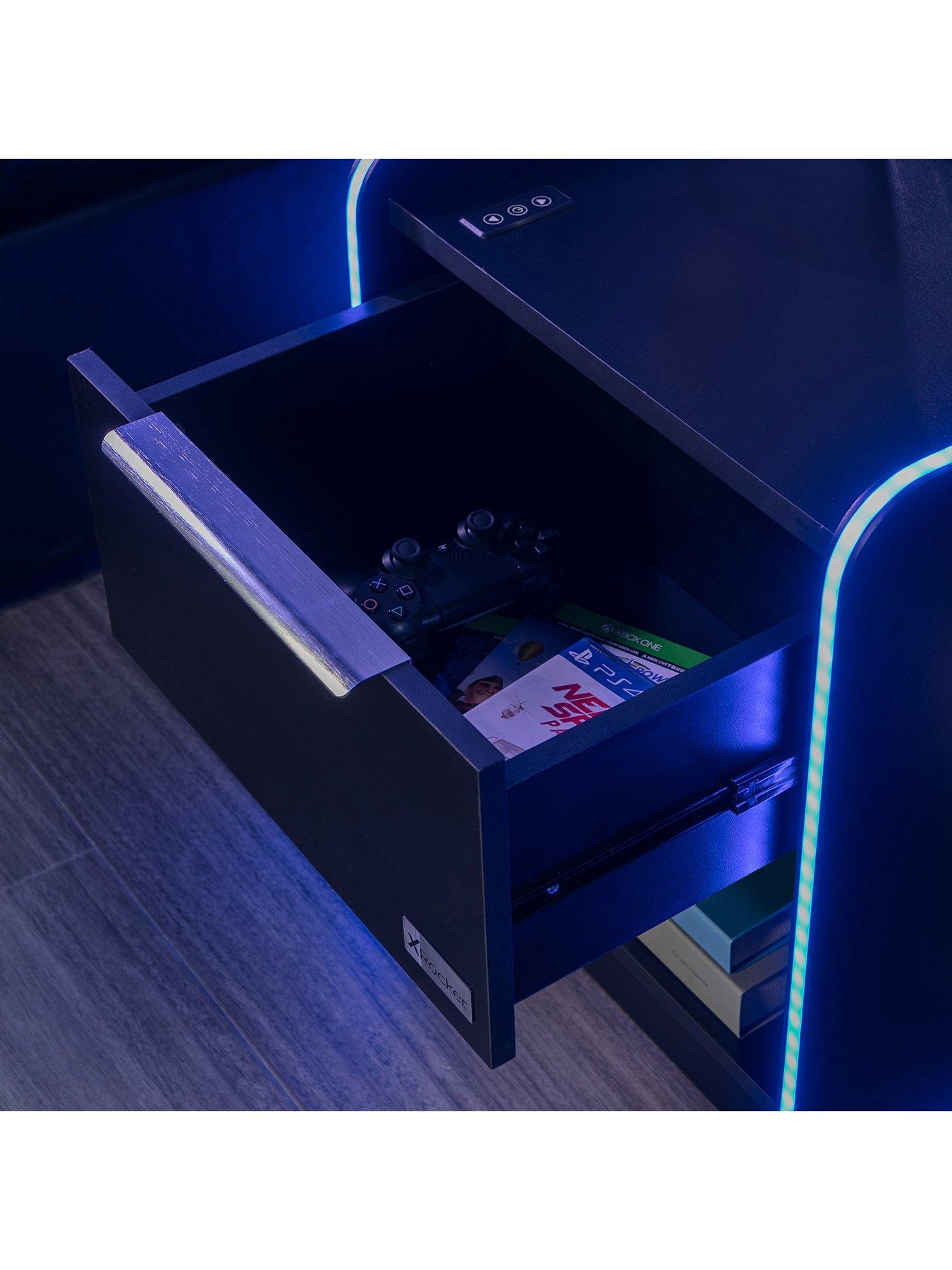 Image 4 of 7 of X Rocker Electra Bedside Table With Wireless Charging And Led Lights