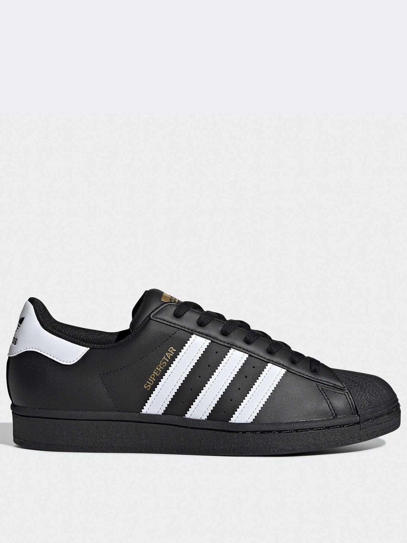 Adidas superstar ii black white leather mens top trainers