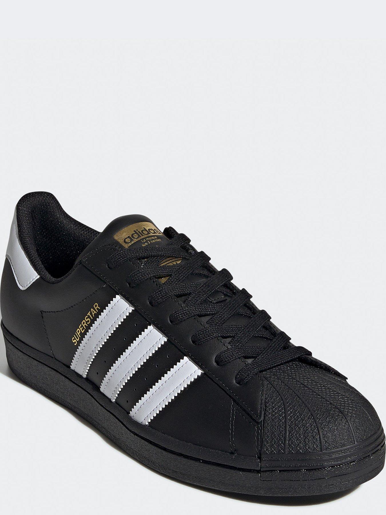 Mens black adidas superstar trainers online