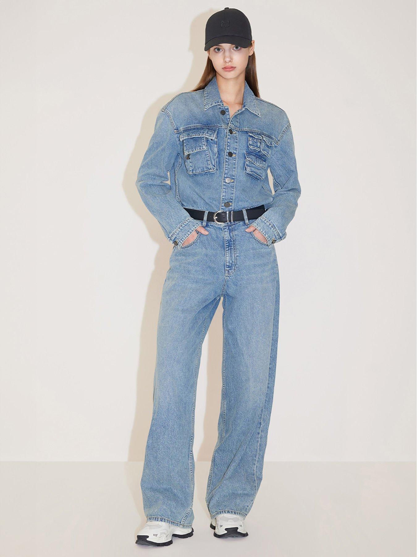 undefined Denim Jumpsuit -middle Blue