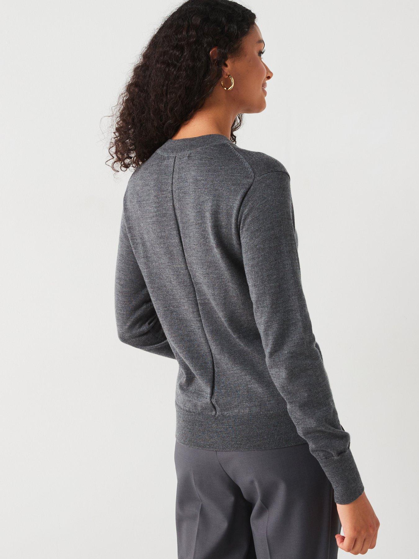 Image 2 of 6 of V by Very Premium Merino Wool Crew Neck Jumper - Grey