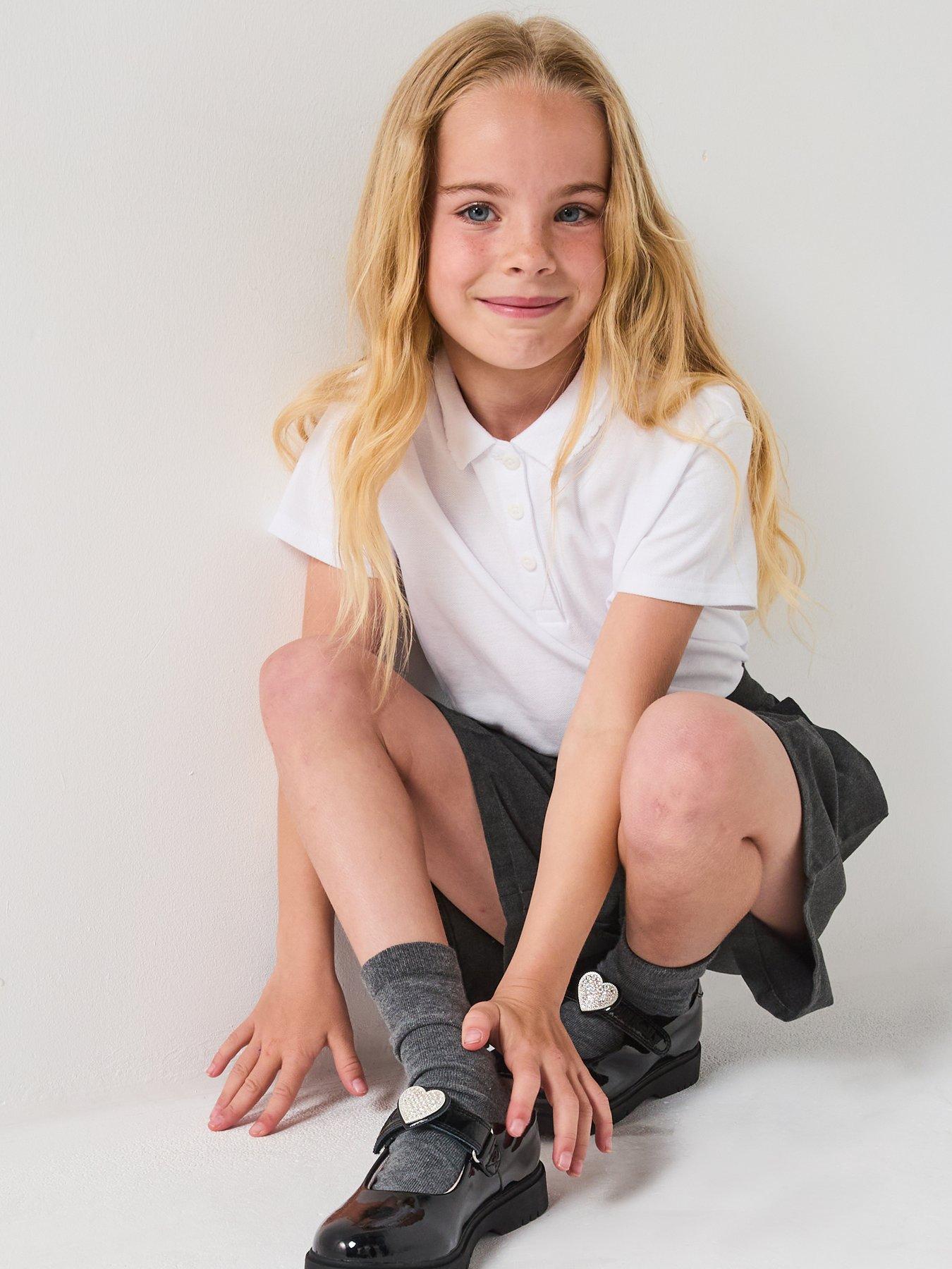 undefined Girls 3 Pack School Polo Tops - White