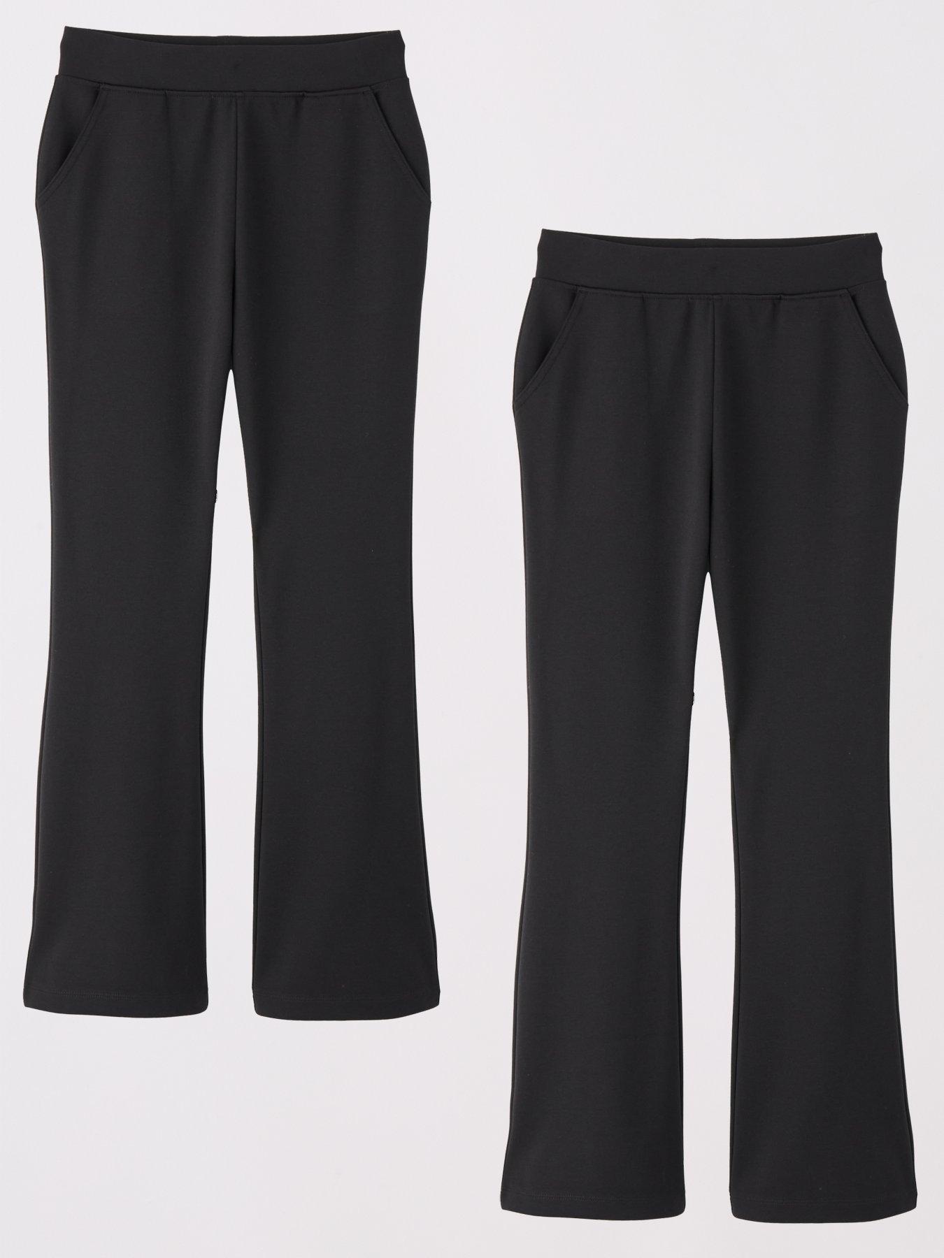 undefined Girls 2 Pack Jersey Kick Flare Trouser - Black