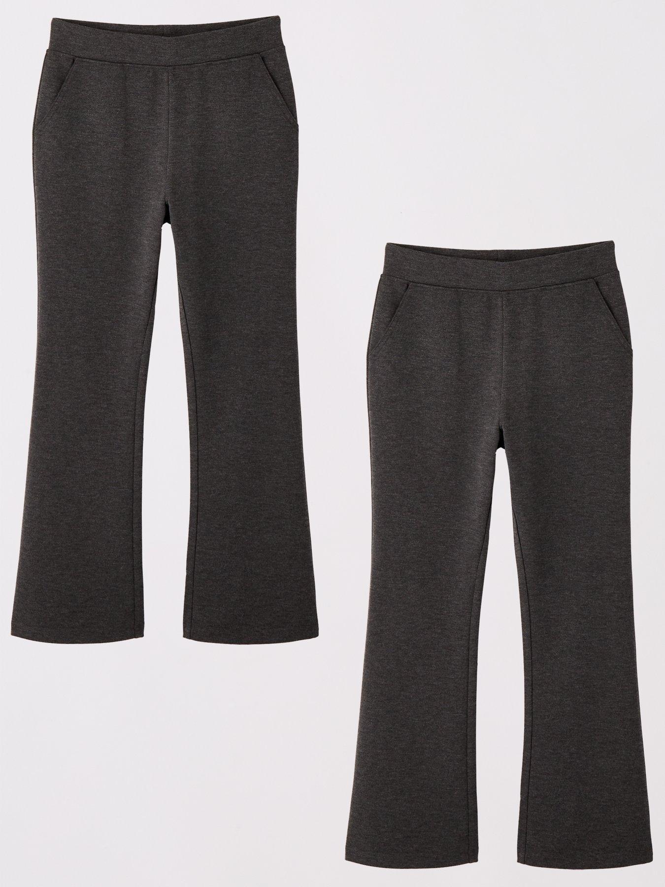 undefined Girls 2 Pack Jersey Kick Flare Trouser - Grey
