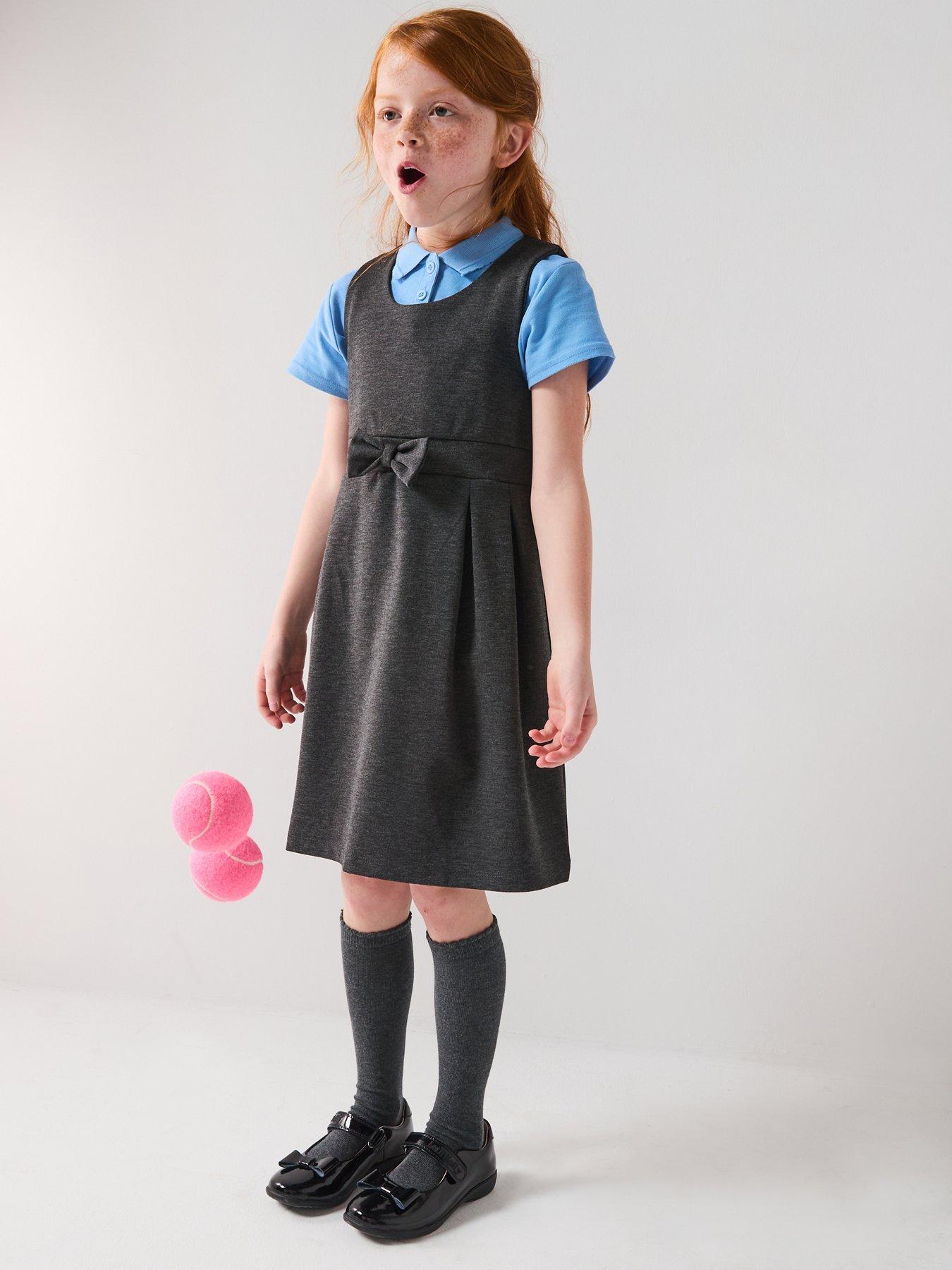 Image of Everyday Girls Jersey Pleated Pinafore - Grey