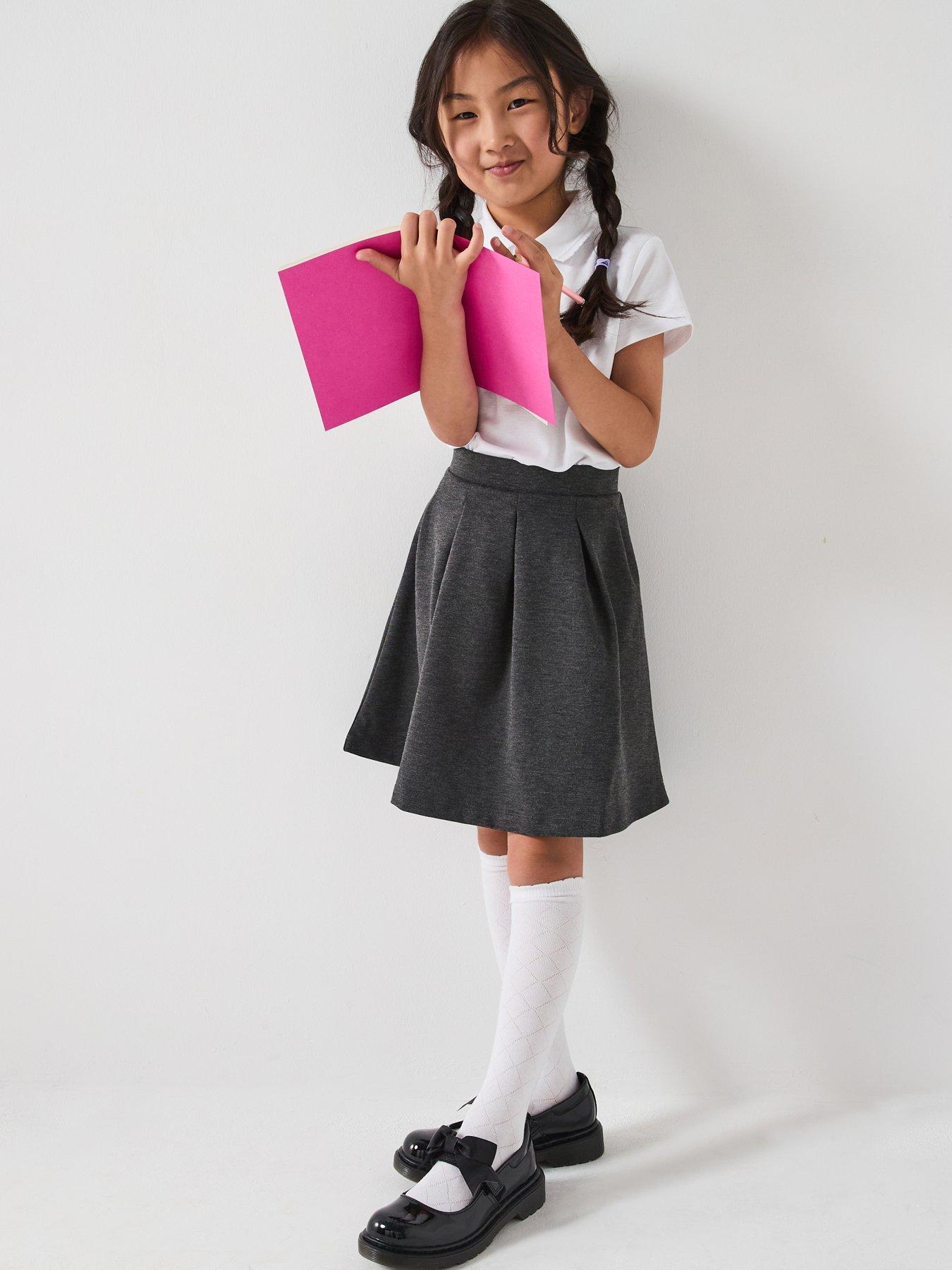 Image 1 of 7 of Everyday Girls 2 Pack Pleated Jersey Skirts - Grey
